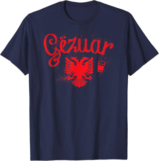 Albania Kosovo Gezuar Raki Drinking Eagle T-Shirt - T-Shirt | Navy
