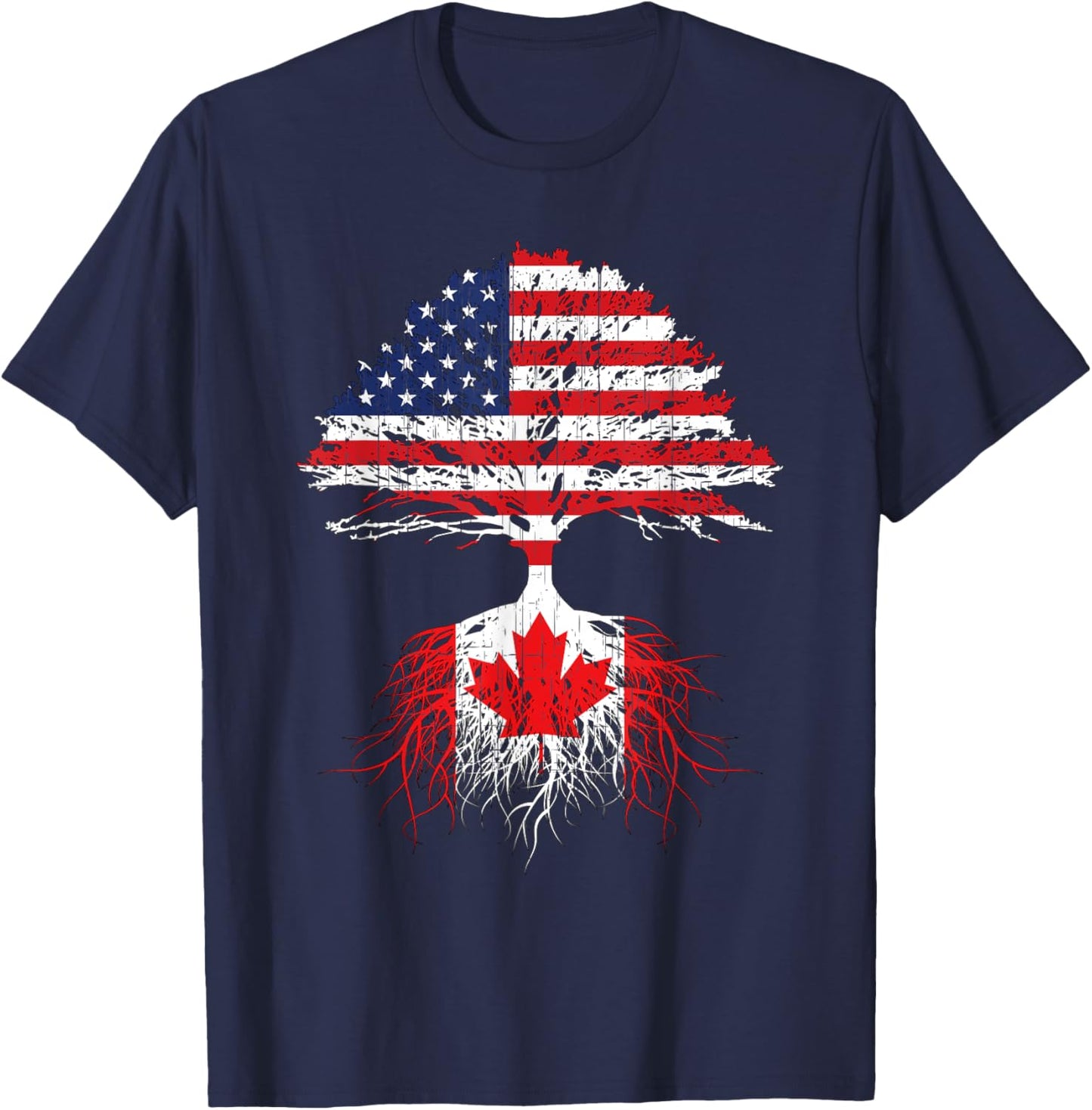 Canadian Roots American Grown Canada Flag Men Women T-Shirt - T-Shirt | Navy