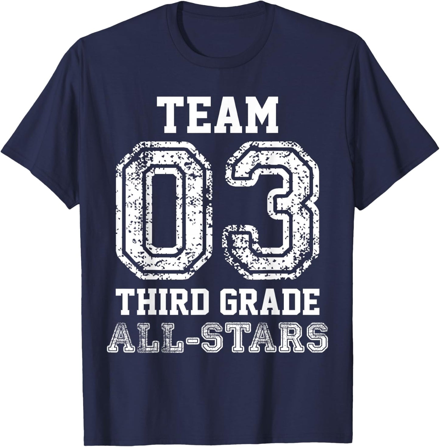 Elementary Team 3rd Grade All-Stars Sports Baseball Jersey T-Shirt - T-Shirt | Navy