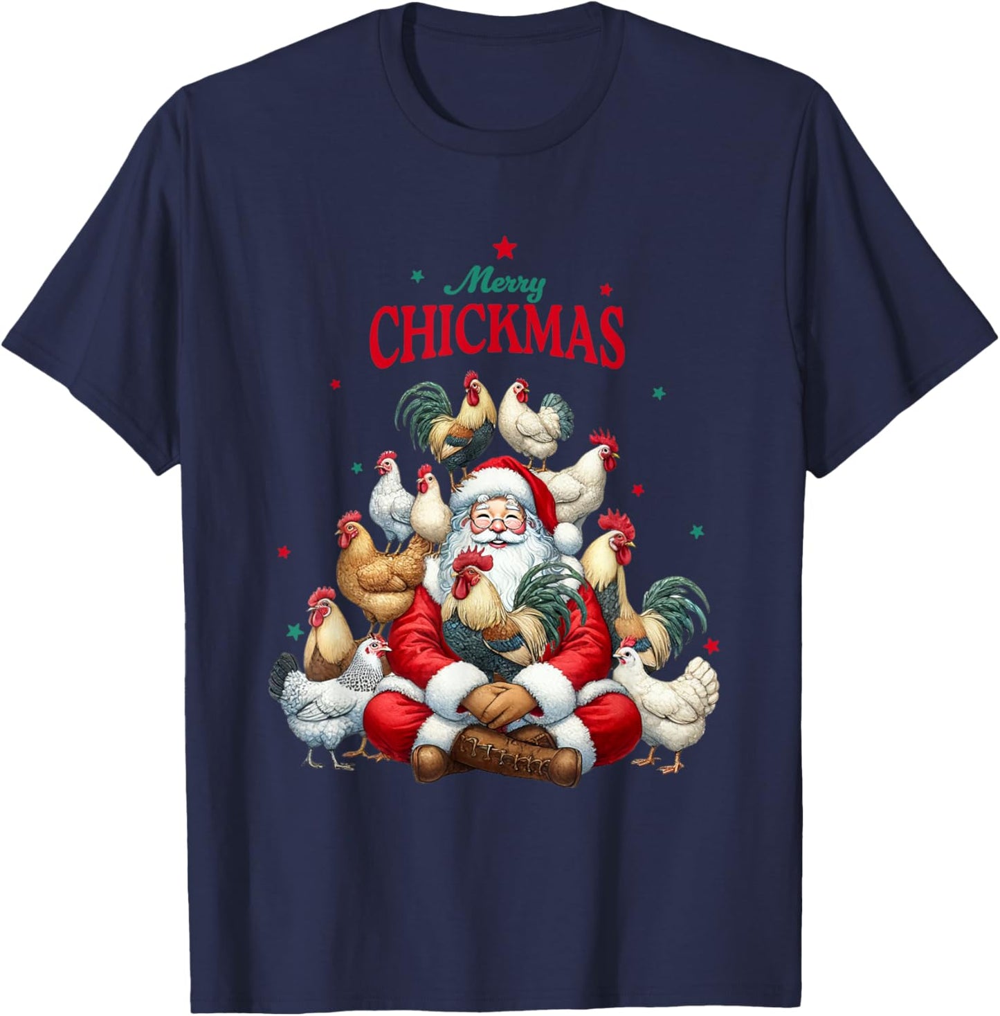Funny Christmas Chicken Merry Chickmas T-Shirt - T-Shirt | Navy