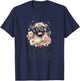 Pug Mom Cute Vintage Flowers Floral Dog Mom T-Shirt - T-Shirt | Navy