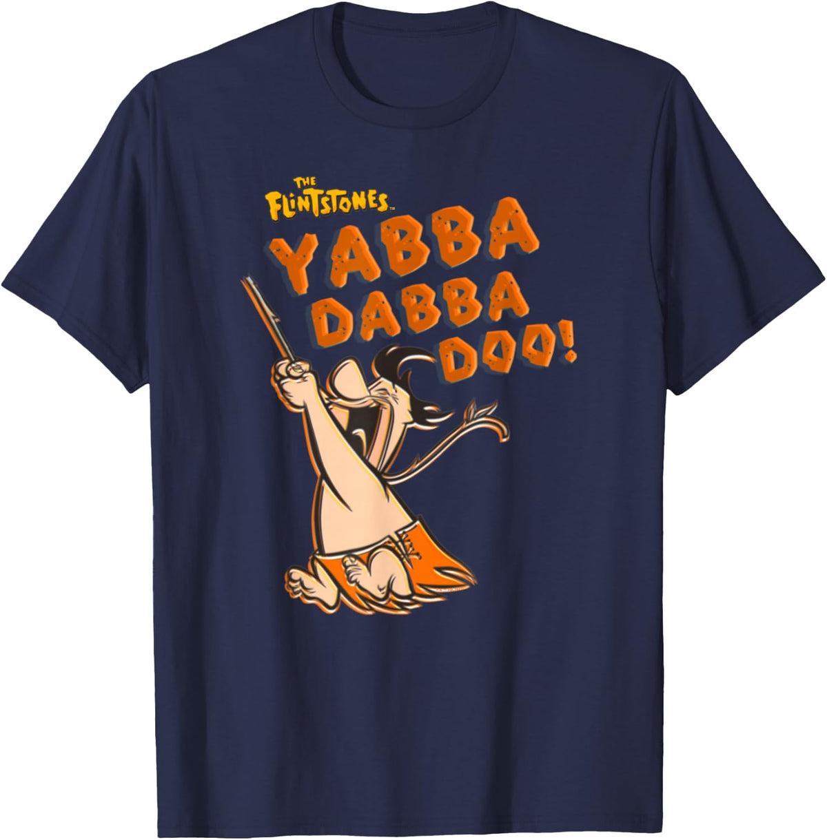 Popfunk The Flintstones Fred Yabba Dabba Doo! -Kids Cartoon-Character Blue Small T-Shirt - T-Shirt | Navy