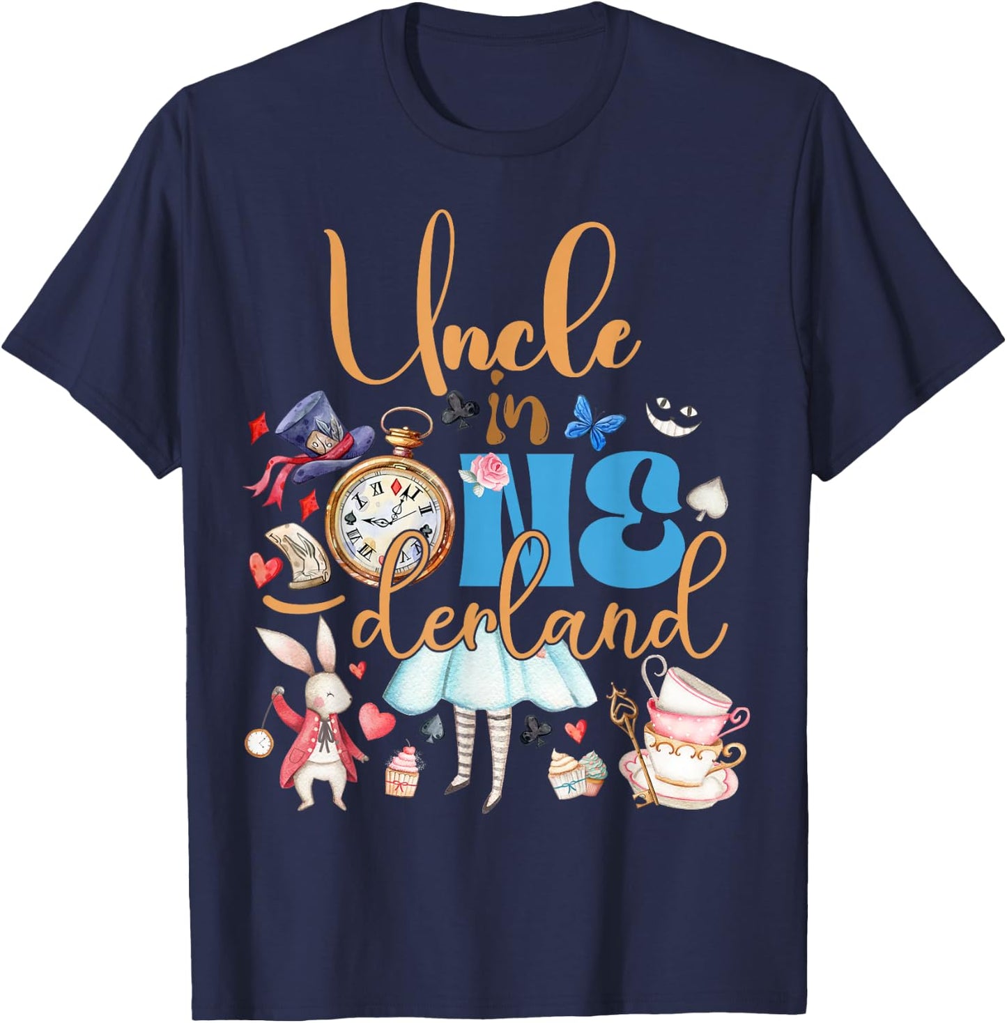Alice uncle in ONEderland Birthday Family T-Shirt - T-Shirt | Navy