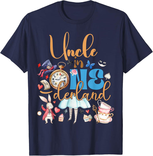 Alice uncle in ONEderland Birthday Family T-Shirt - T-Shirt | Navy