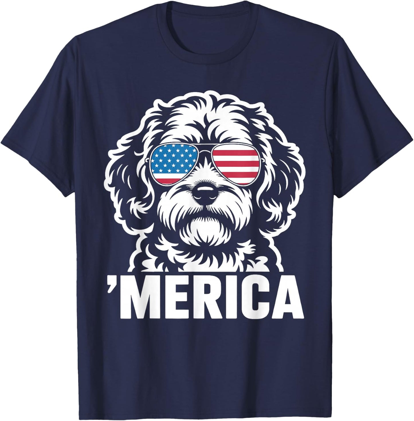 Patriotic USA American Flag 4th of July Cavapoo T-Shirt - T-Shirt | Navy