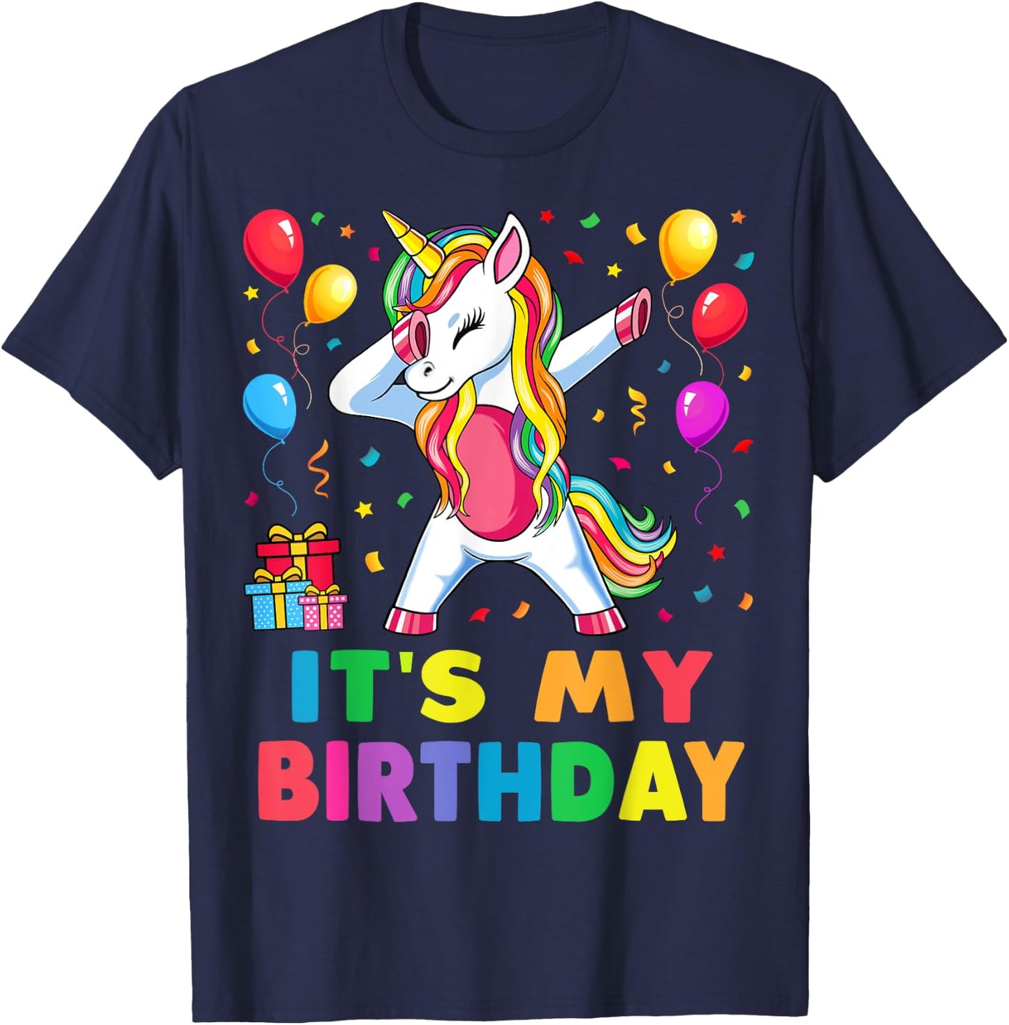 It's My Birthday for Girls Unicorn Dabbing Party Gift T-Shirt - T-Shirt | Navy