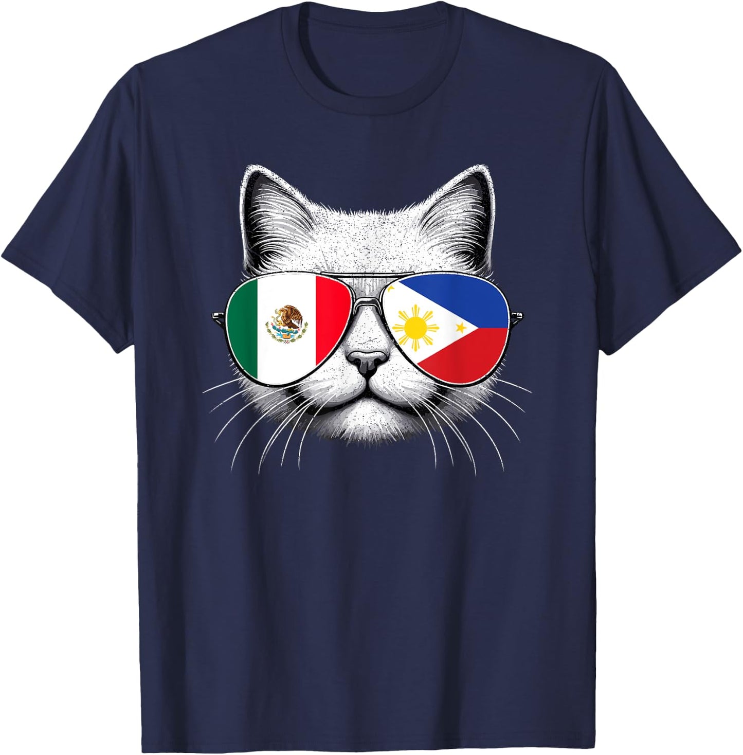 Half Mexican Half Filipino Funny Cat Mexipino Women Kids T-Shirt - T-Shirt | Navy