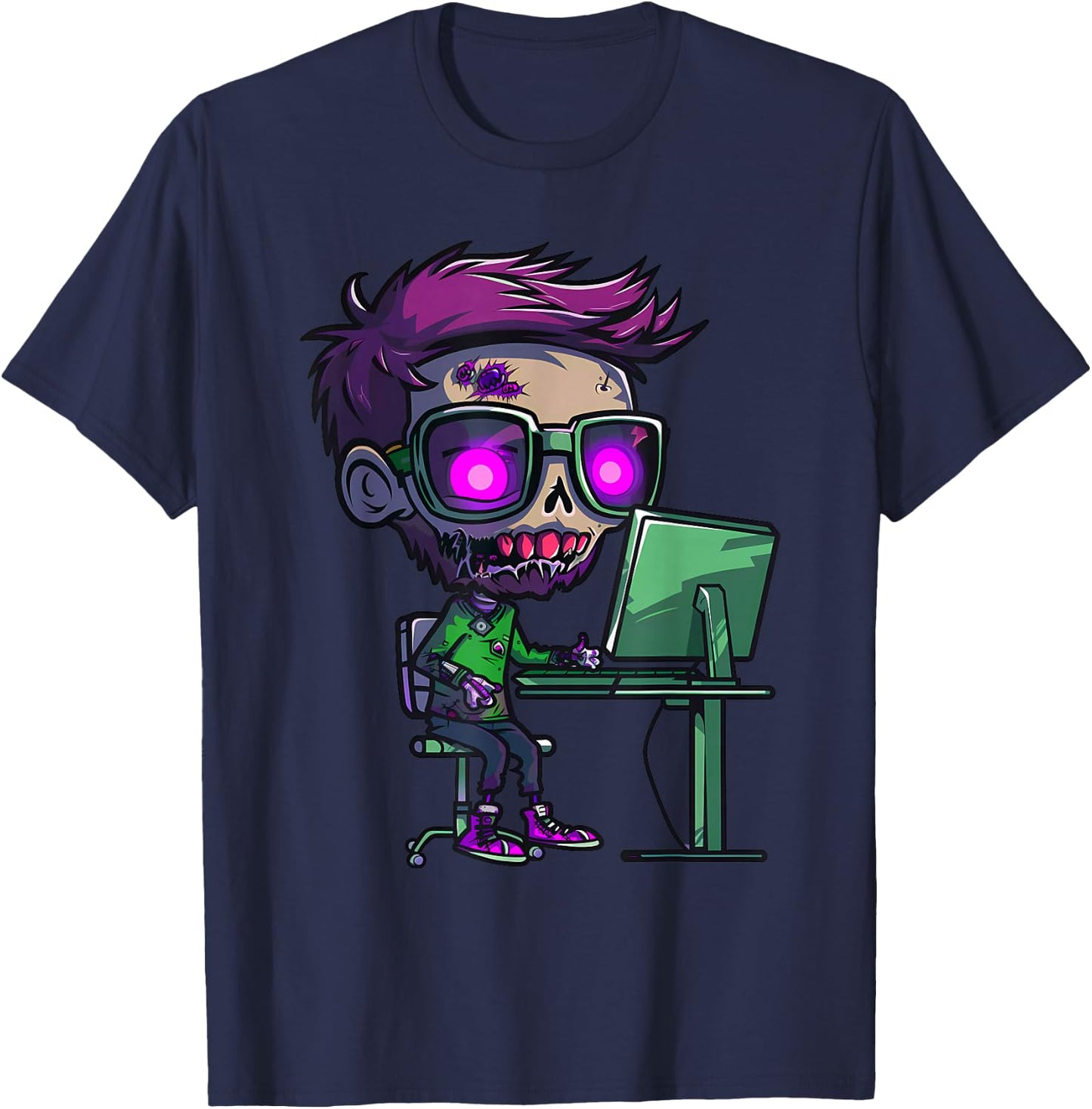 Zombie Computer Programmer Costume T-Shirt - T-Shirt | Navy