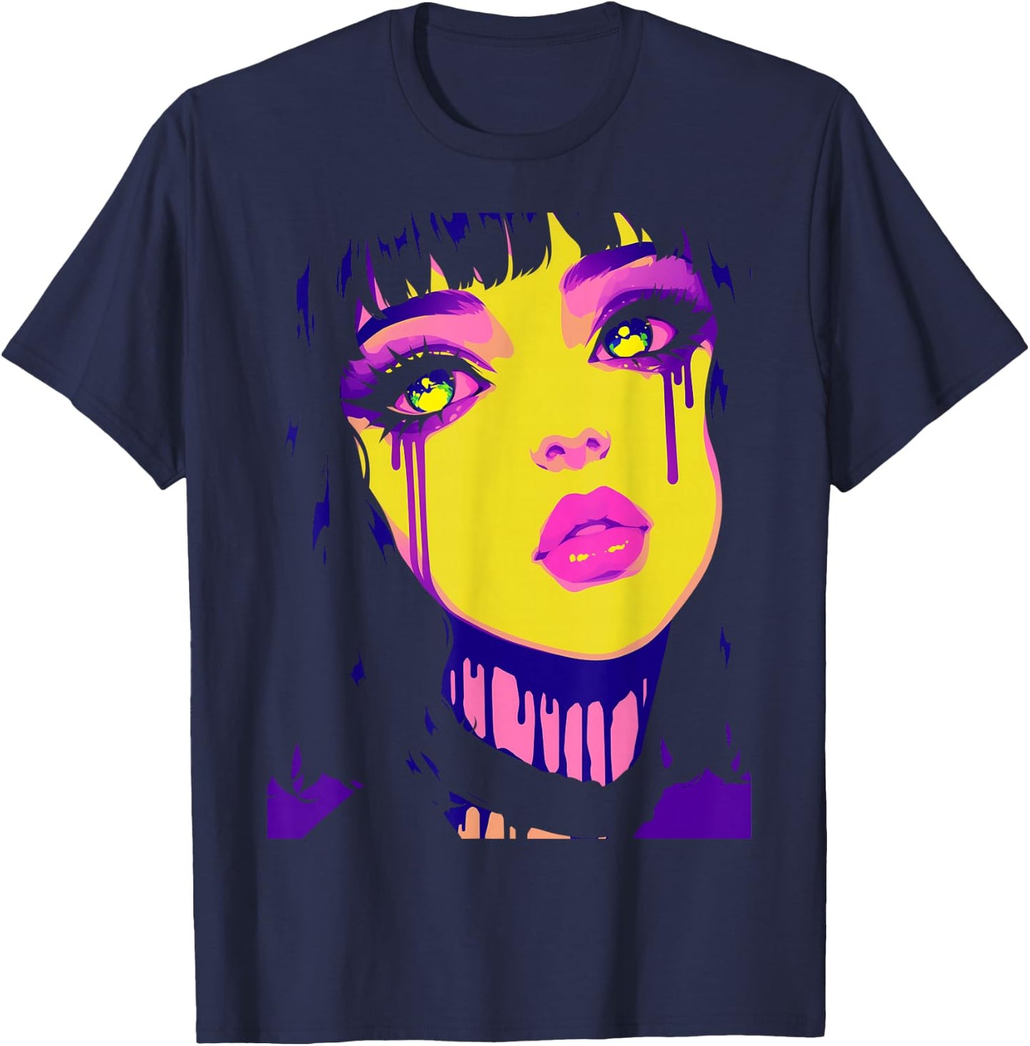 Cybergoth Cybercore Grunge Punk Goth Girl Alt Anime Manga T-Shirt - T-Shirt | Navy