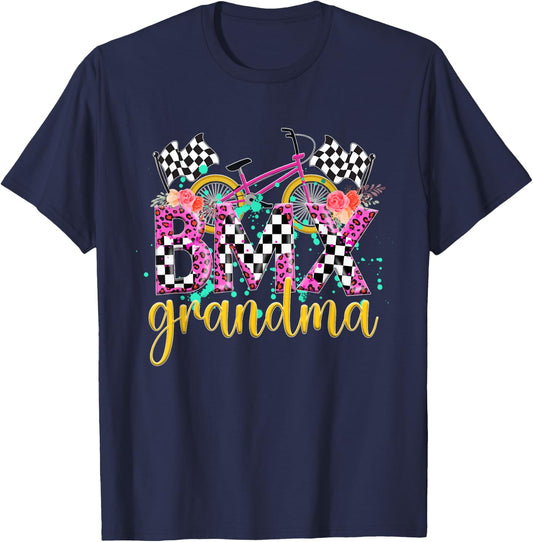 BMX Grandma Leopard Grandma Of A BMX Rider Grandmother T-Shirt - T-Shirt | Navy