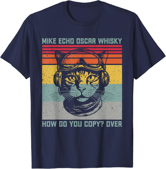 Cat Pilot Mike Echo Oscar Whisky How Do You Copy Women T-Shirt - T-Shirt | Navy