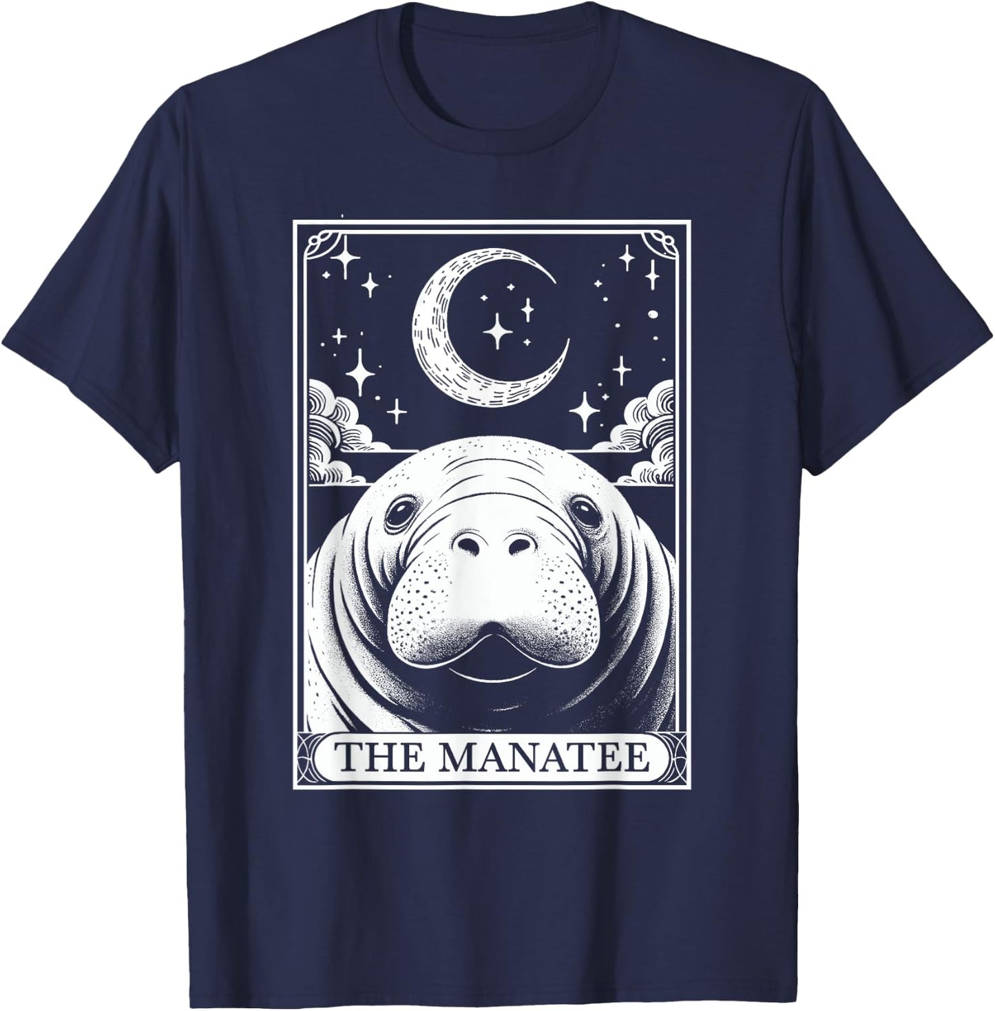 Tarot Card Vintage Crescent Moon Manatee Sea Animal Lovers T-Shirt - T-Shirt | Navy