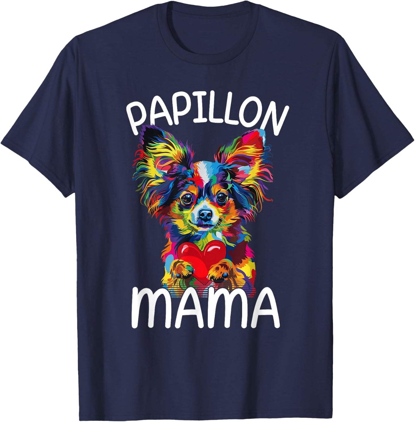 Papillon Mom Mama Design Papillon Lovers T-Shirt - T-Shirt | Navy