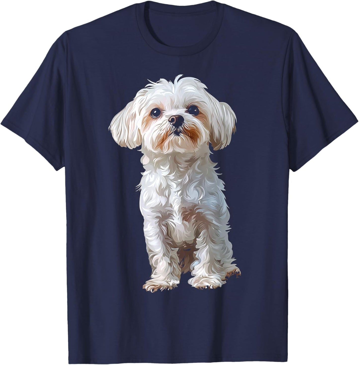Maltese Dog Motif Pet Art Maltese T-Shirt - T-Shirt | Navy