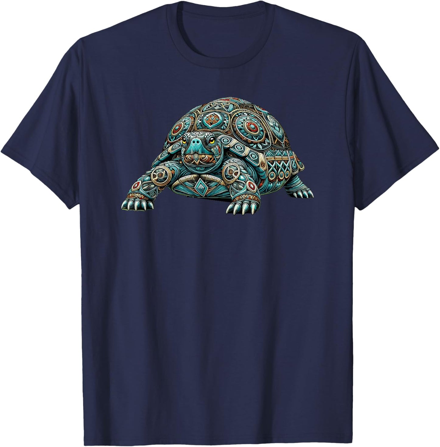Mandala Art Box Turtle Turtles T-Shirt - T-Shirt | Navy
