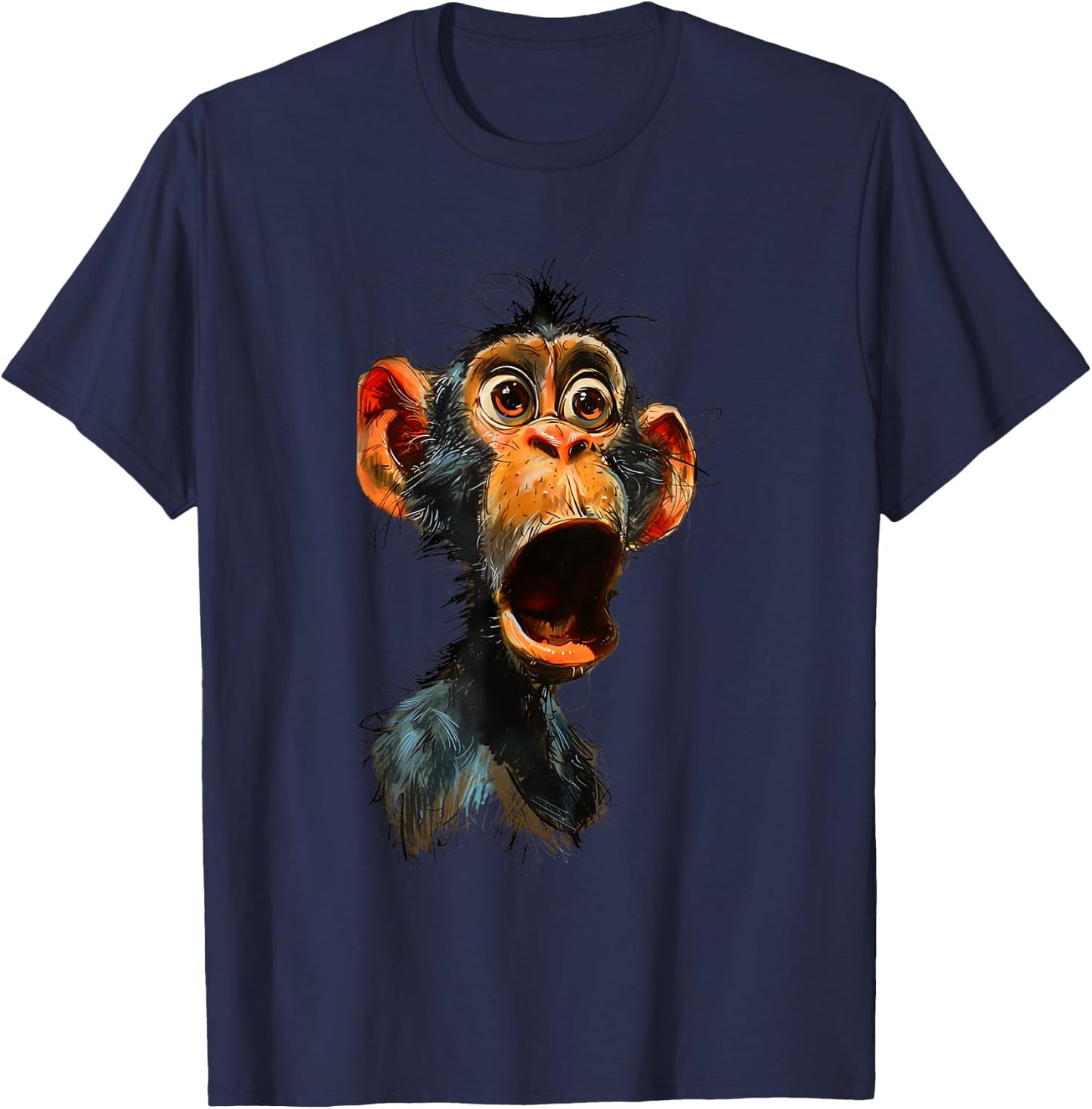 Surprised Monkey Funny Monkey Lover, Chimpanzee Meme T-Shirt - T-Shirt | Navy