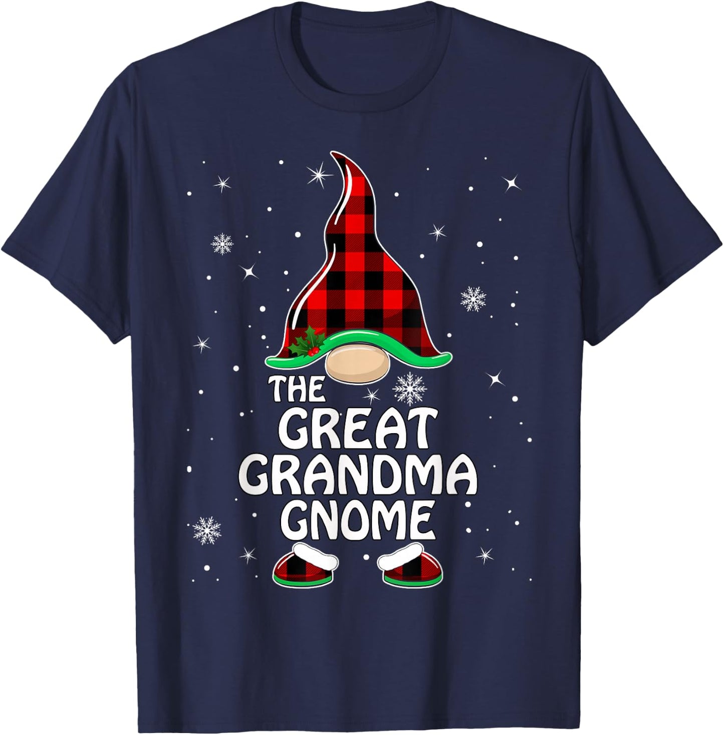 Great grandma Gnome Buffalo Plaid Matching Family Christmas T-Shirt - T-Shirt | Navy