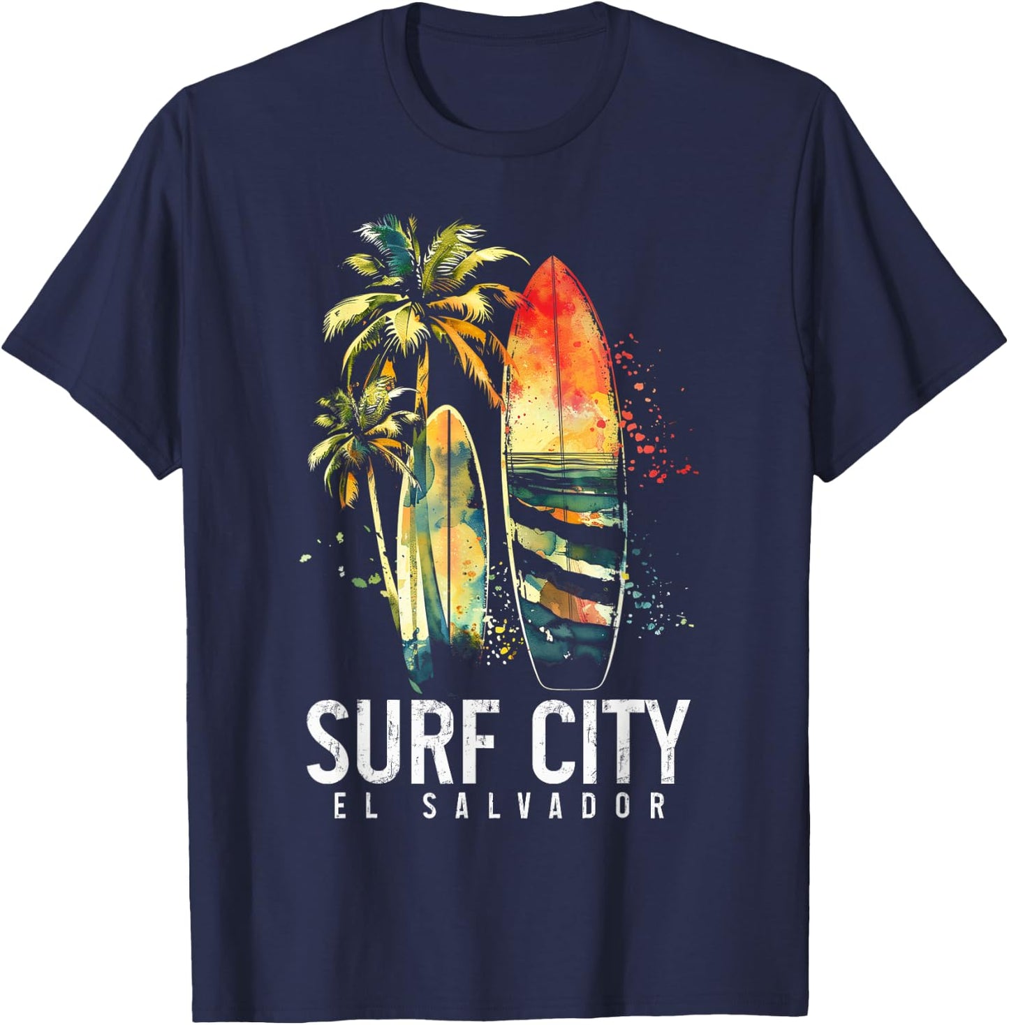 Surf City El Salvador Vintage Surfer T-Shirt - T-Shirt | Navy
