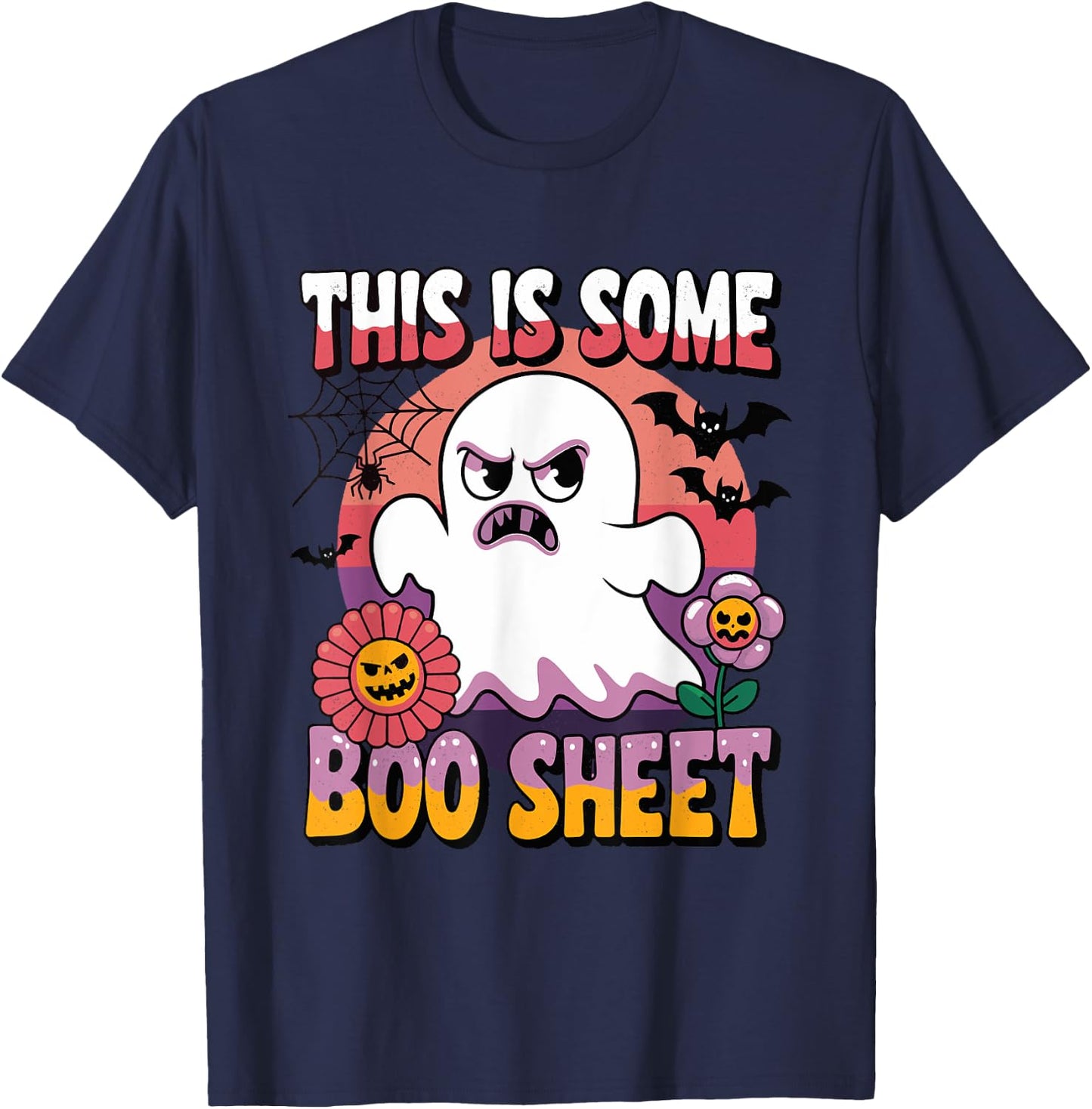Groovy Ghost This is Some Boo Sheet Funny Halloween Costume T-Shirt - T-Shirt | Navy
