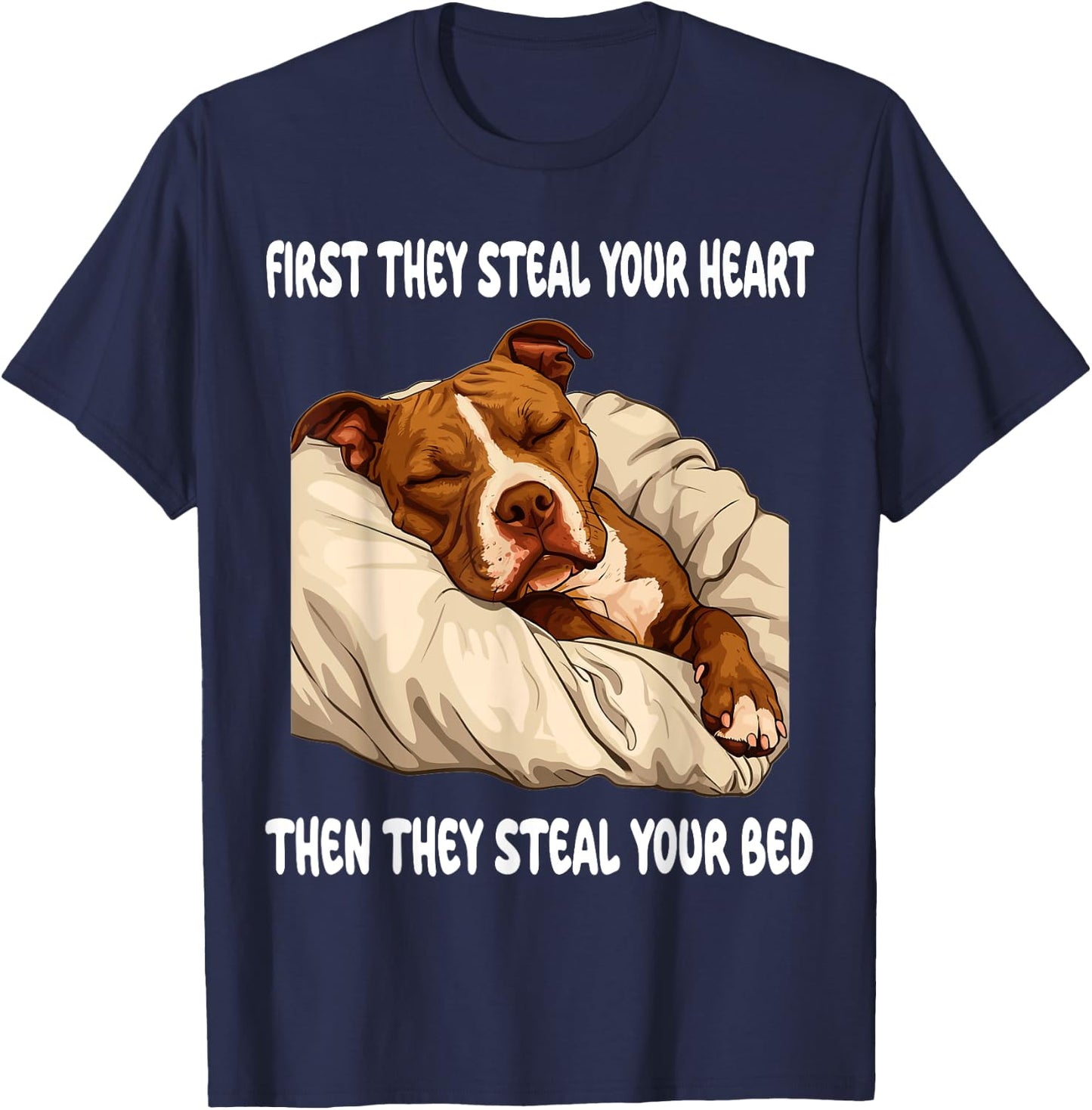 Pitbull Sleeping Pajamas Nightgown T-Shirt - T-Shirt | Navy