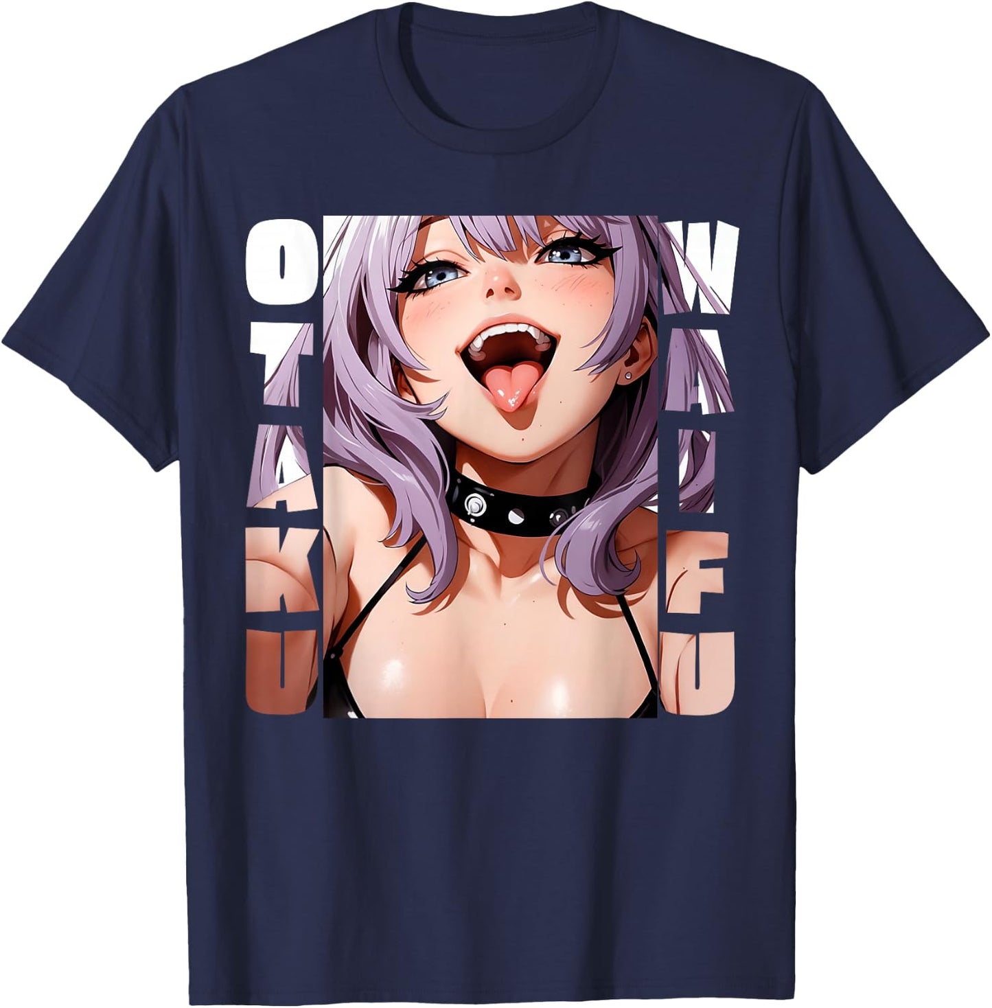 Lewd Anime Girl |Otaku Waifu | Anime Manga Hentai Face Gift T-Shirt - T-Shirt | Navy