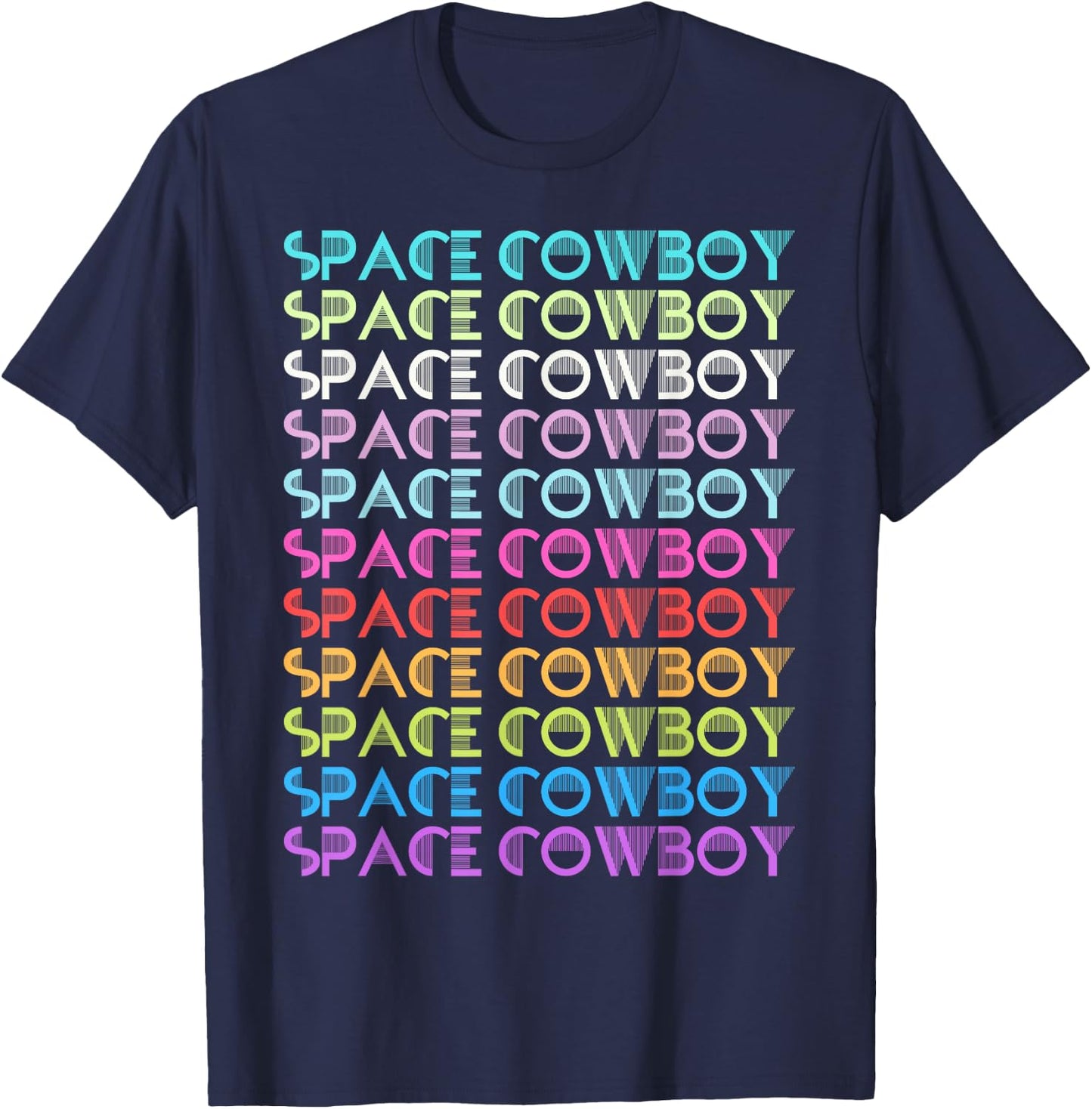 Howdy Cosmic Space Cow Boy Rodeo Country Vintage Western T-Shirt - T-Shirt | Navy
