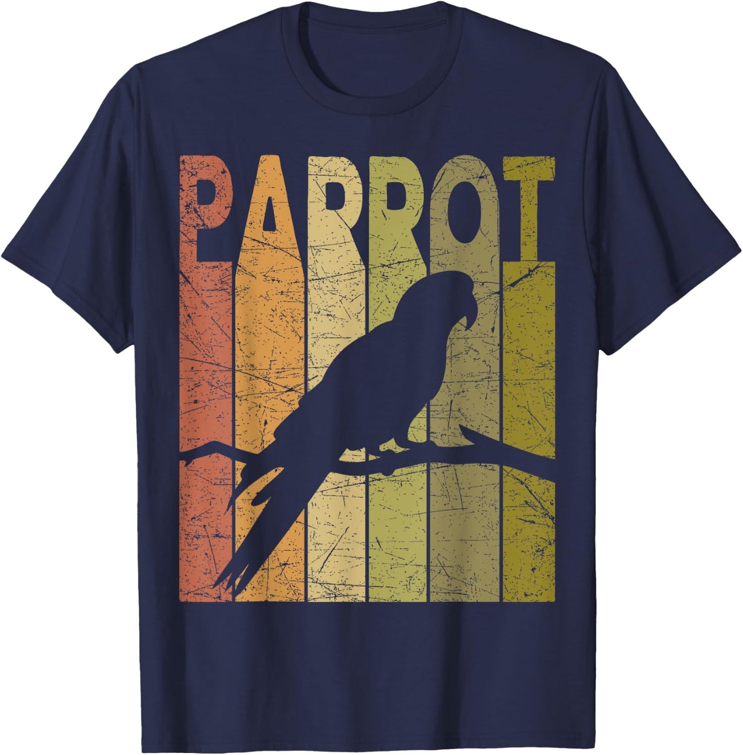 Parrot Vintage Birdwatching Parrot Retro Ornithology Birding T-Shirt - T-Shirt | Navy