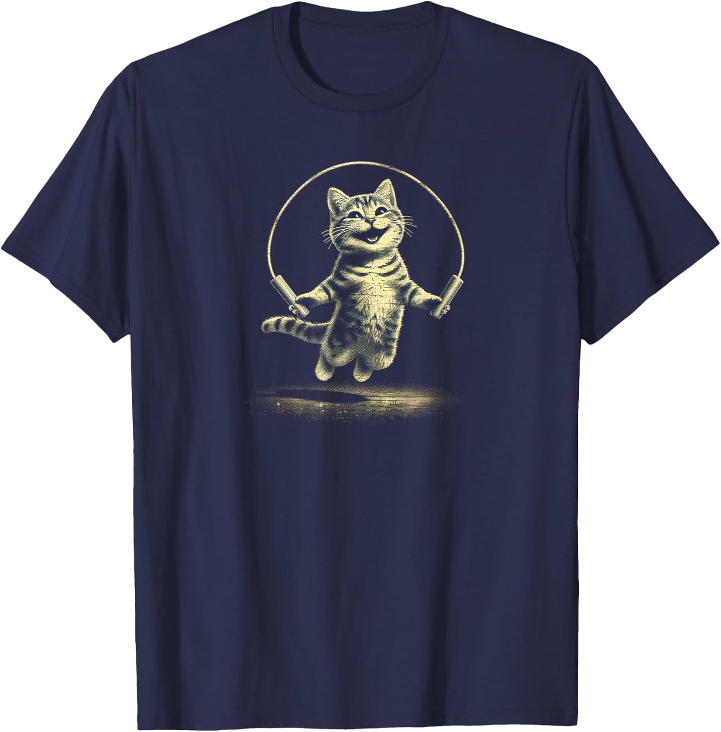 Whisker Workouts Kitty Jump Rope , Small, Black T-Shirt - T-Shirt | Navy