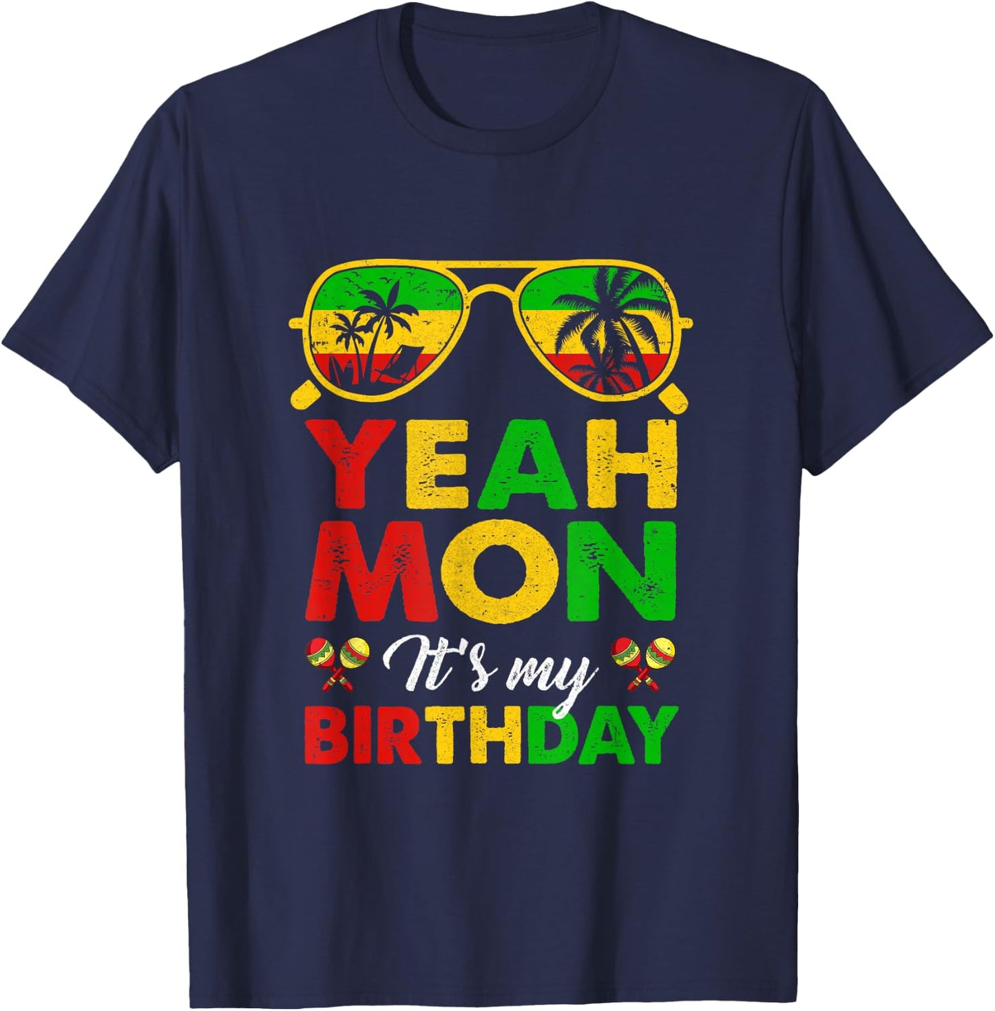 Yeah Mon Jamaican Jamaica Birthday Party Girls Women Men T-Shirt - T-Shirt | Navy