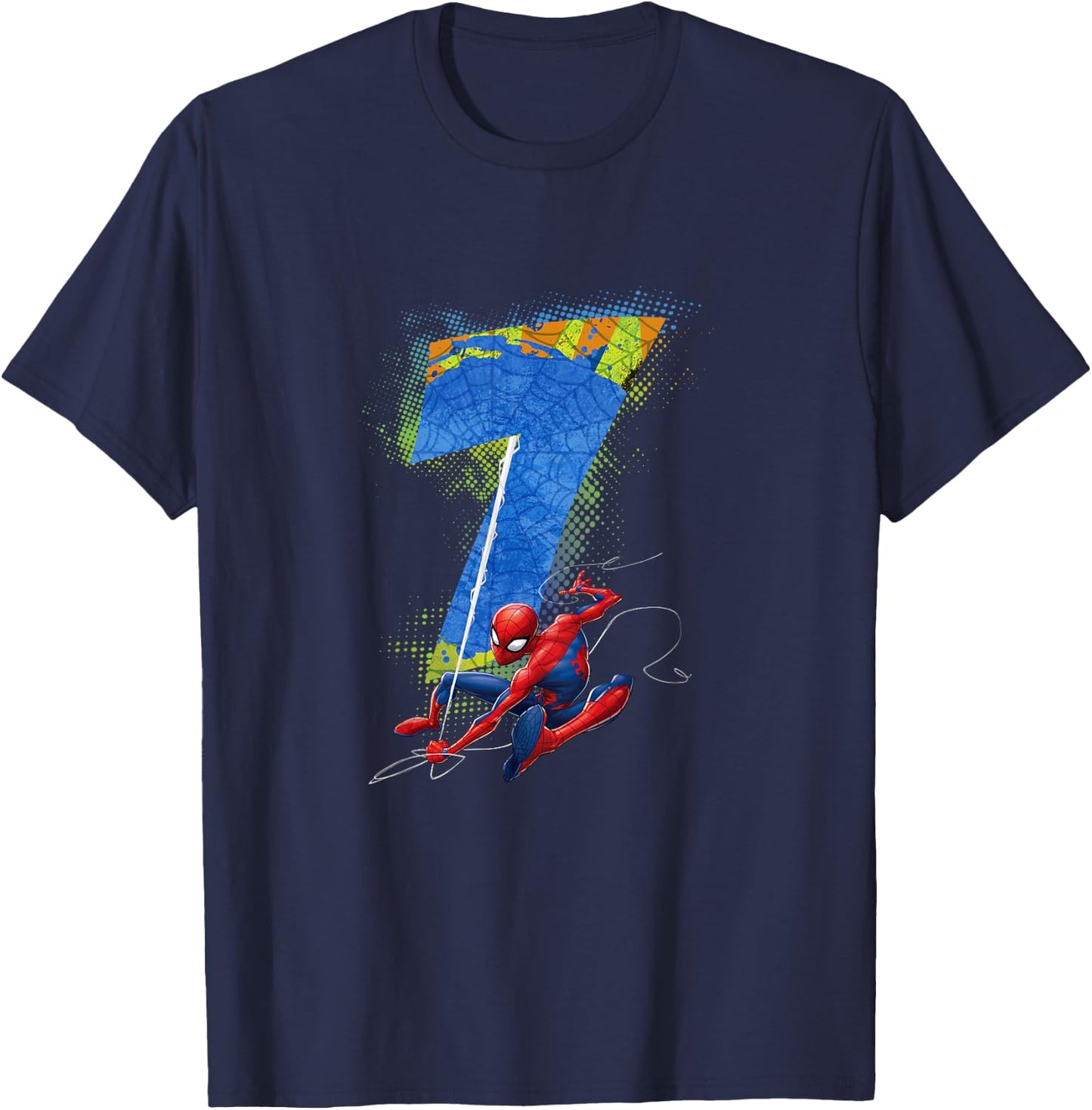 Marvel Super Heroes Spider-Man 7 Year Old Seventh Birthday T-Shirt - T-Shirt | Navy