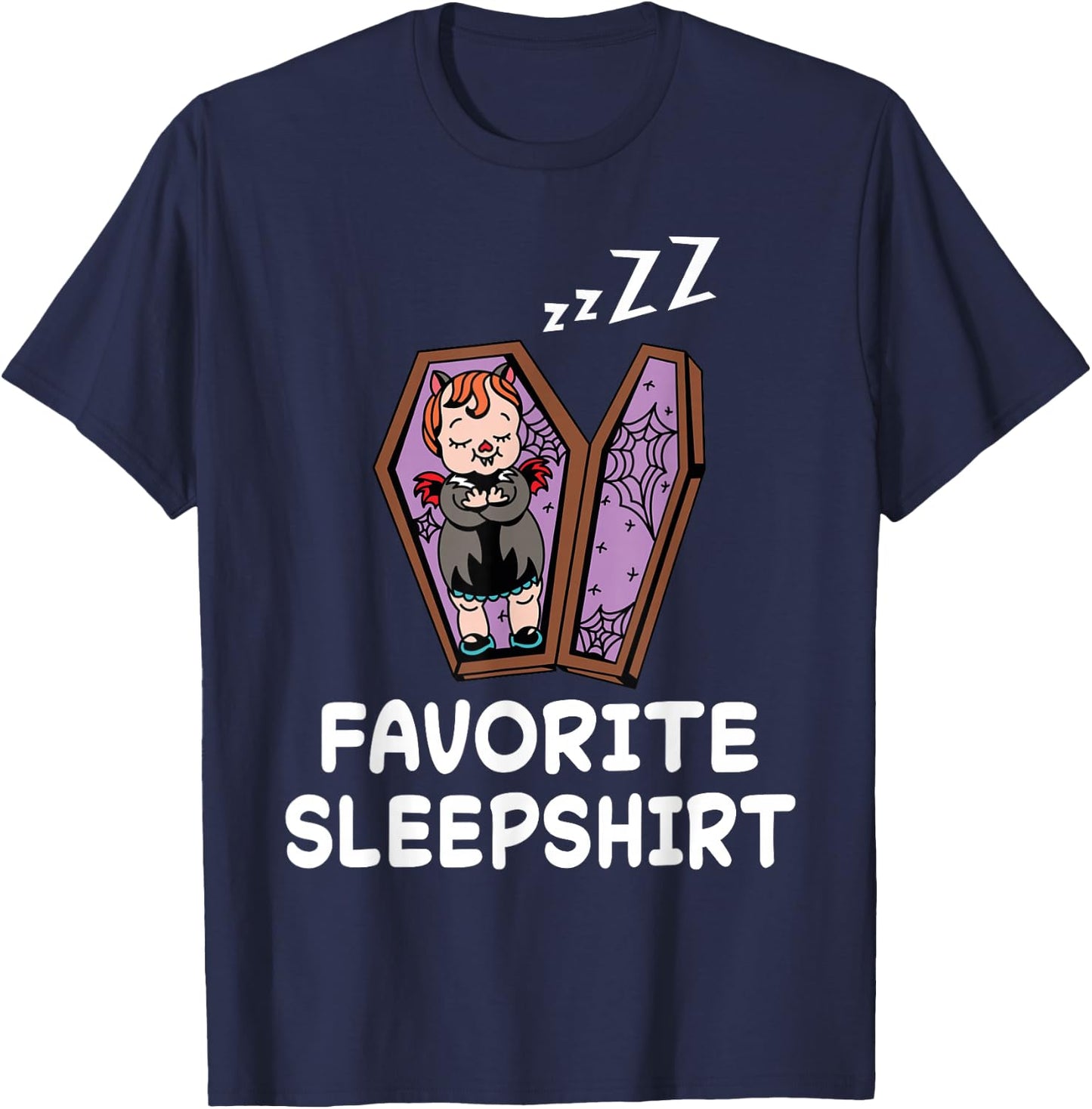 Vampire Vampires Nap Sleeping Sleep Pajama Nightgown T-Shirt - T-Shirt | Navy