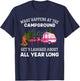 What Happens At The Campground Funny Pink Flamingo Gift Wine T-Shirt - T-Shirt | Navy