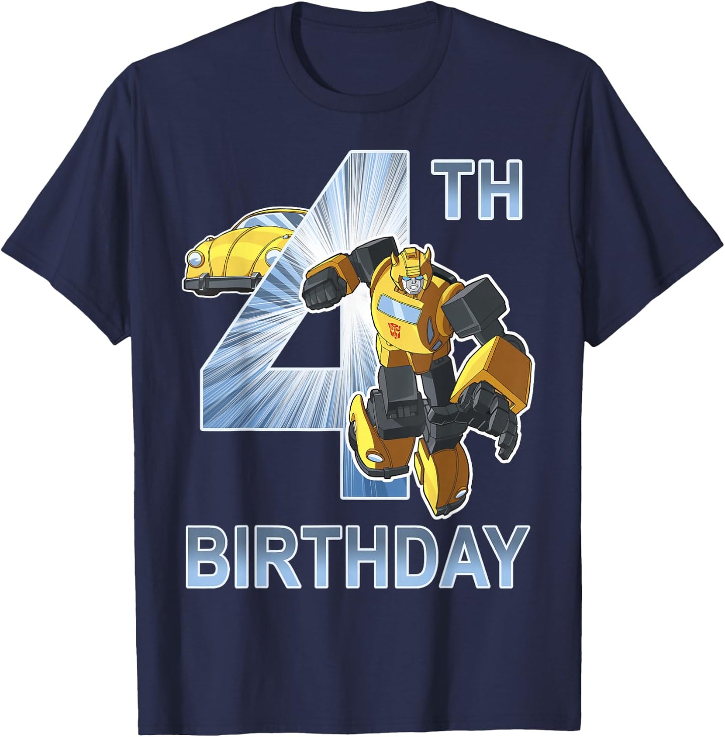 Transformers Bumblebee 4th Birthday Small T-Shirt - T-Shirt | Navy