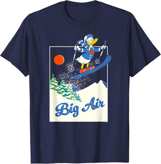 Disney Donald Duck Winter Sports Skiing Retro Ski Big Air T-Shirt - T-Shirt | Navy