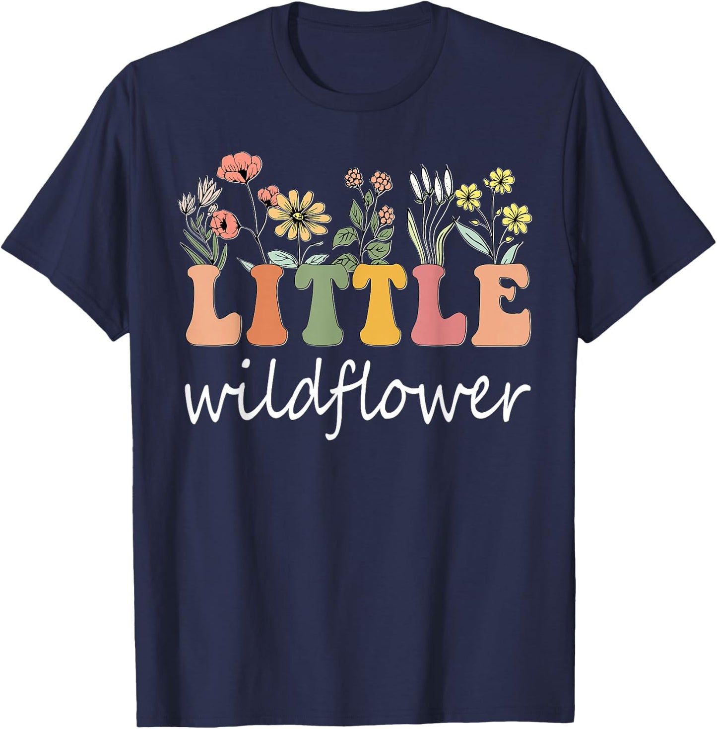 Little Wildflower Girls Women Birthday Family Matching T-Shirt - T-Shirt | Navy