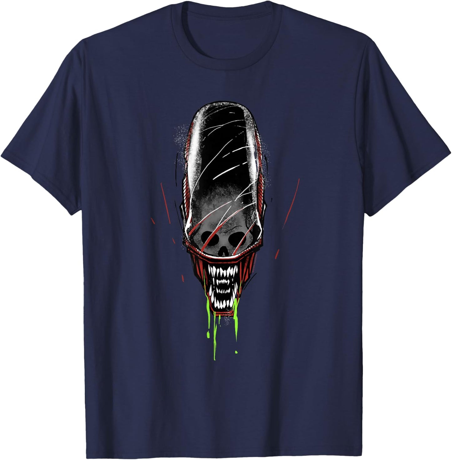 Alien: Romulus Xenomorph Head Skull and Double Jaws Art T-Shirt - T-Shirt | Navy
