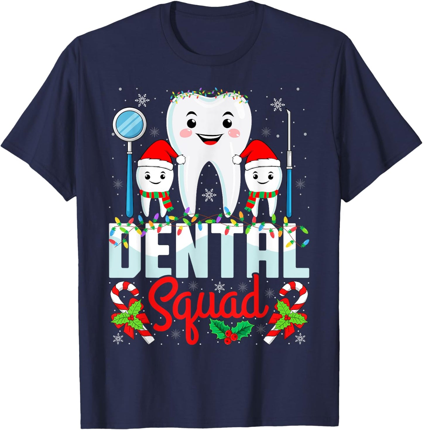 Dental Squad Santa Hat Xmas Dentist Hygienist Christmas T-Shirt - T-Shirt | Navy