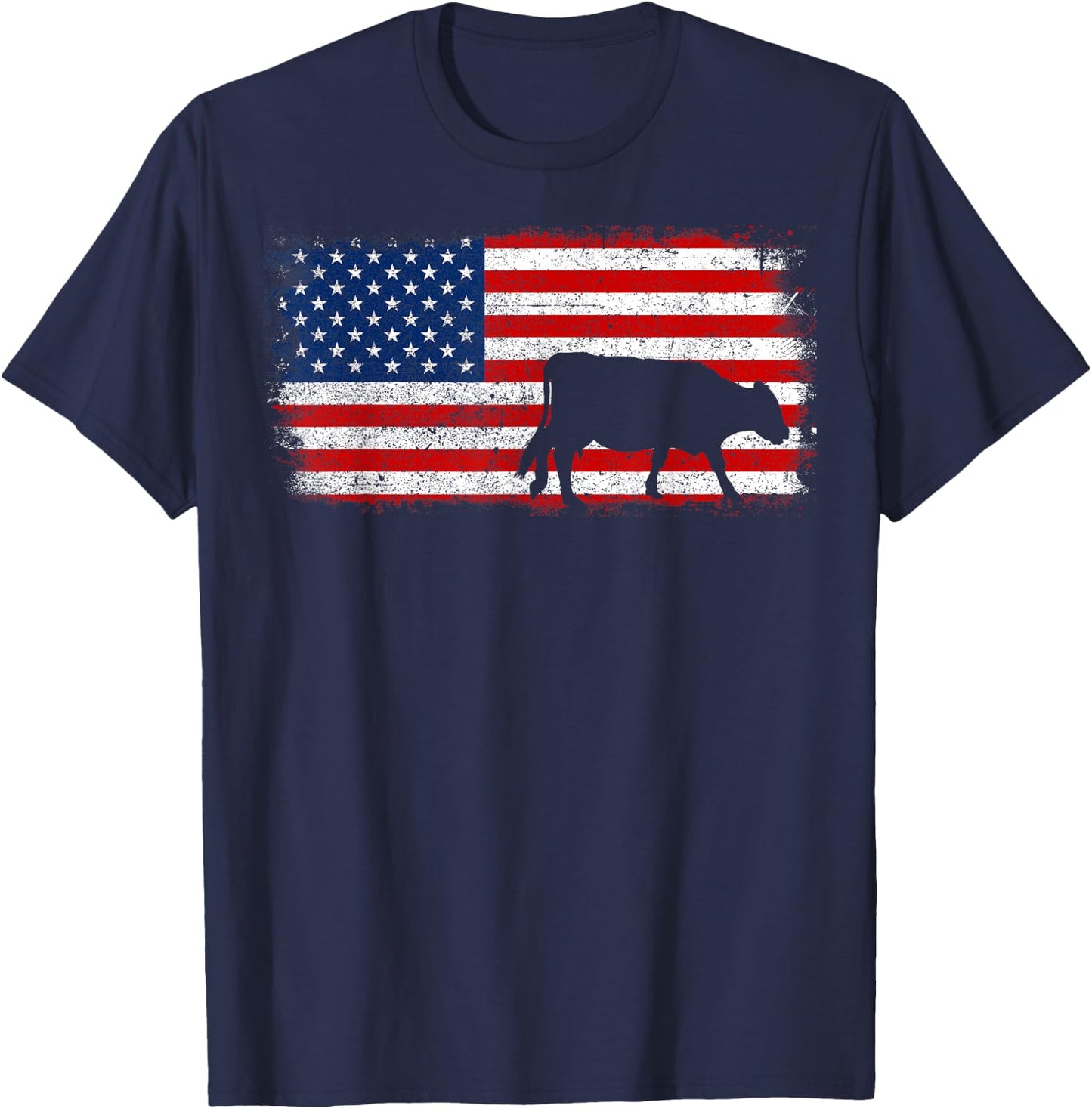 Hereford Cow Flag Vintage Patriotic Gift Kids Men T-Shirt - T-Shirt | Navy
