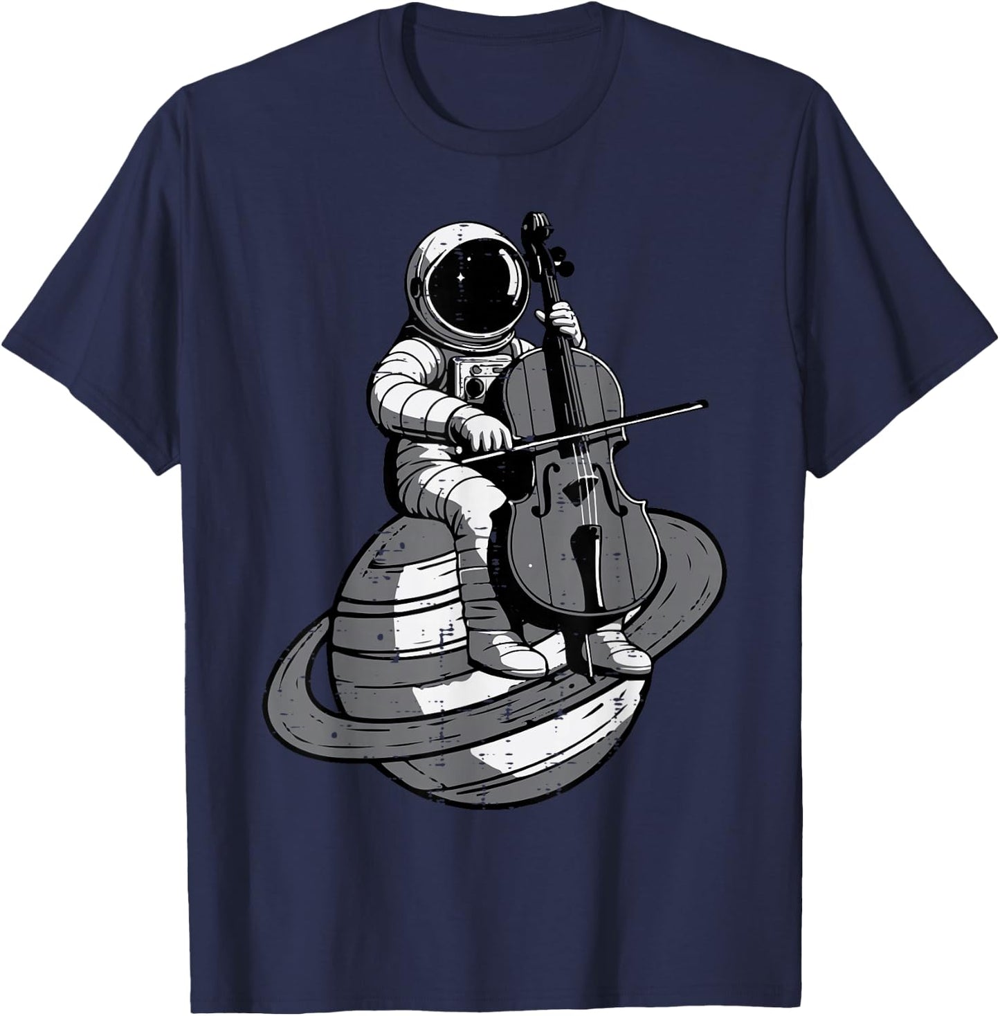 Astronaut Playing Cello Planet Space Music Men Women Kids T-Shirt - T-Shirt | Navy