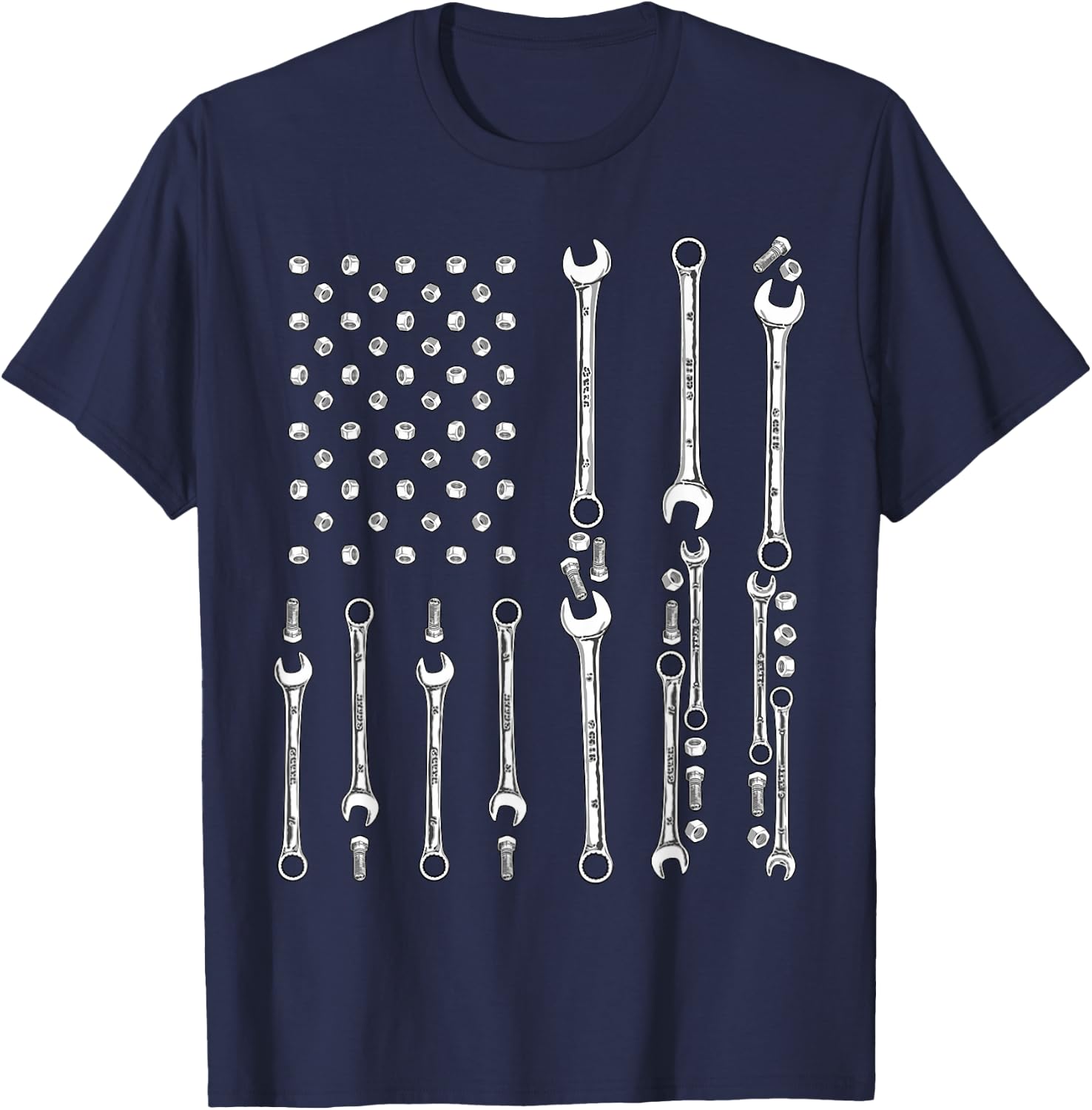 Patriotic Mechanic Tools Independence Day USA Flag T-Shirt - T-Shirt | Navy