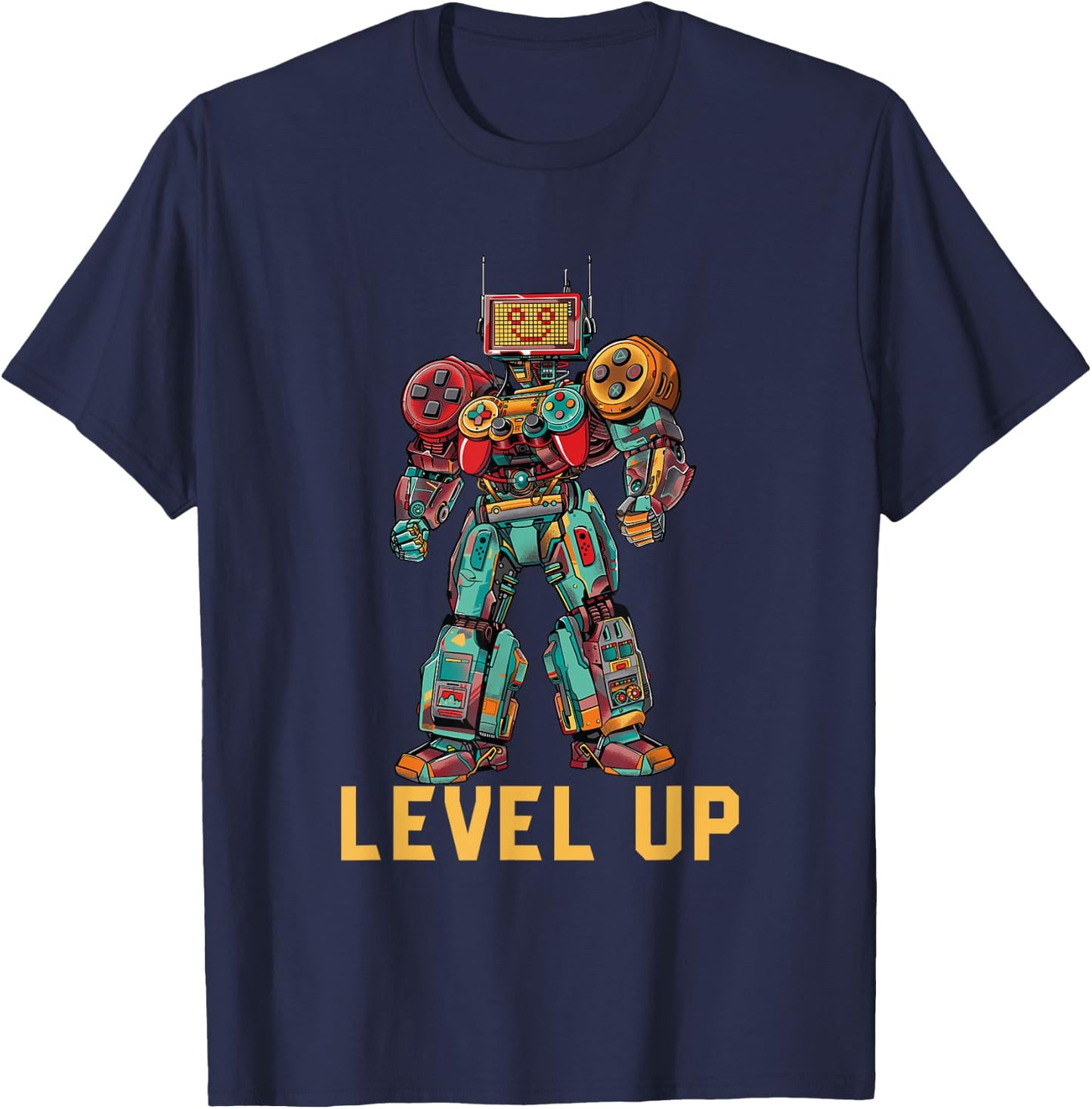 Level up Gamer Robot game controller graphic T-Shirt - T-Shirt | Navy