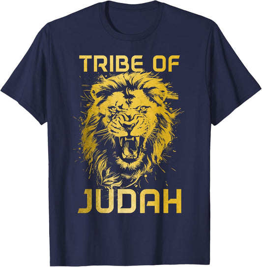 Lion Of Judah Tribe Hebrew Israelite Christian Jewish YHWH T-Shirt - T-Shirt | Navy