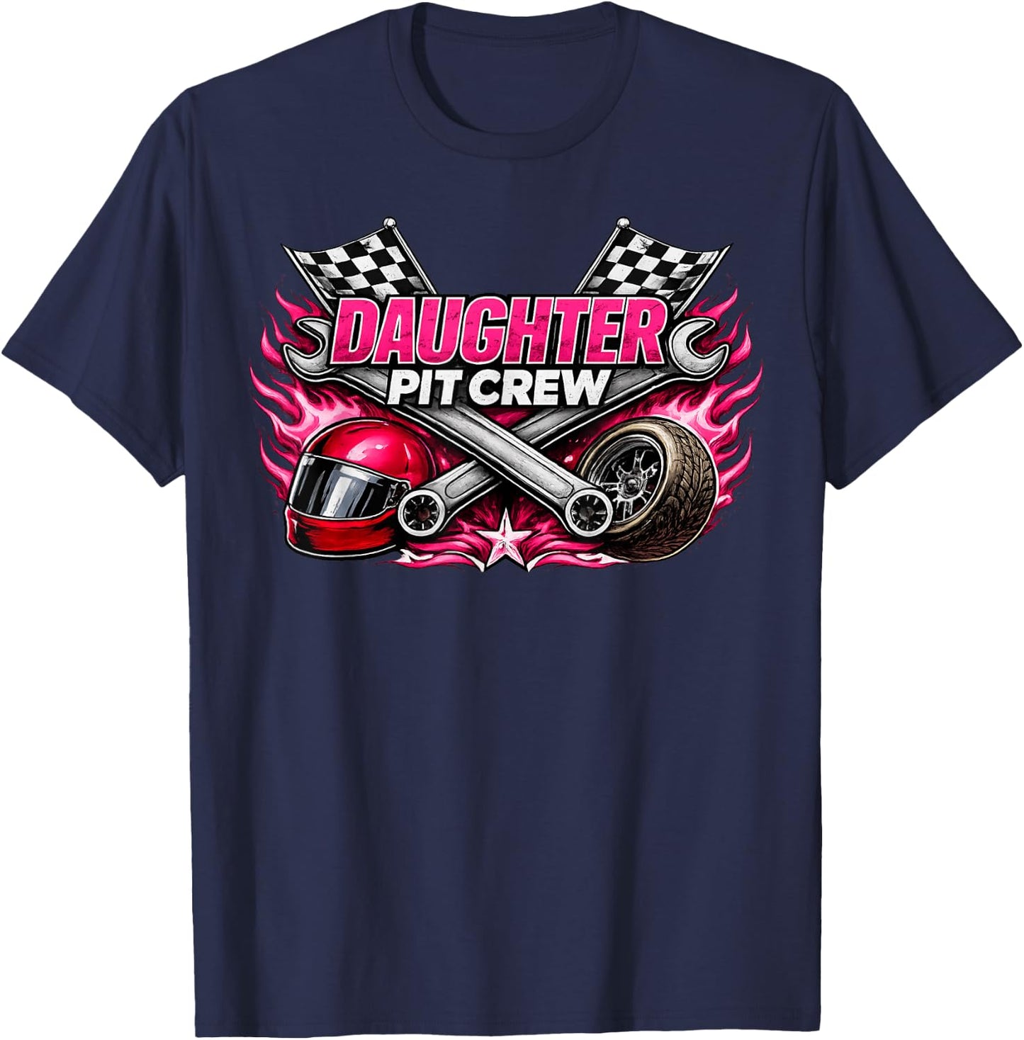 Daughter Pit Crew Cute Sibling Car Racing Lover Birthday T-Shirt - T-Shirt | Navy