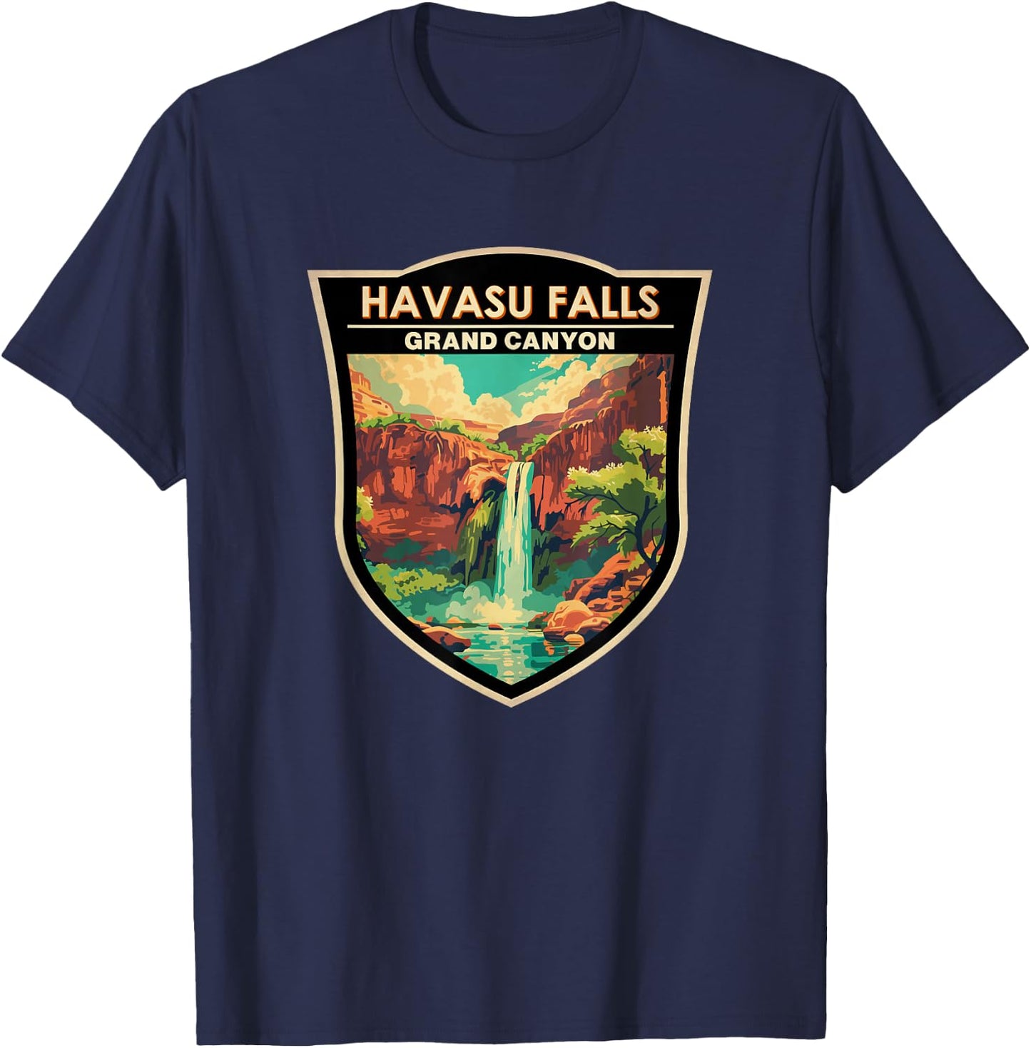 Havasu Falls Grand Canyon Landmark Badge Vintage T-Shirt - T-Shirt | Navy