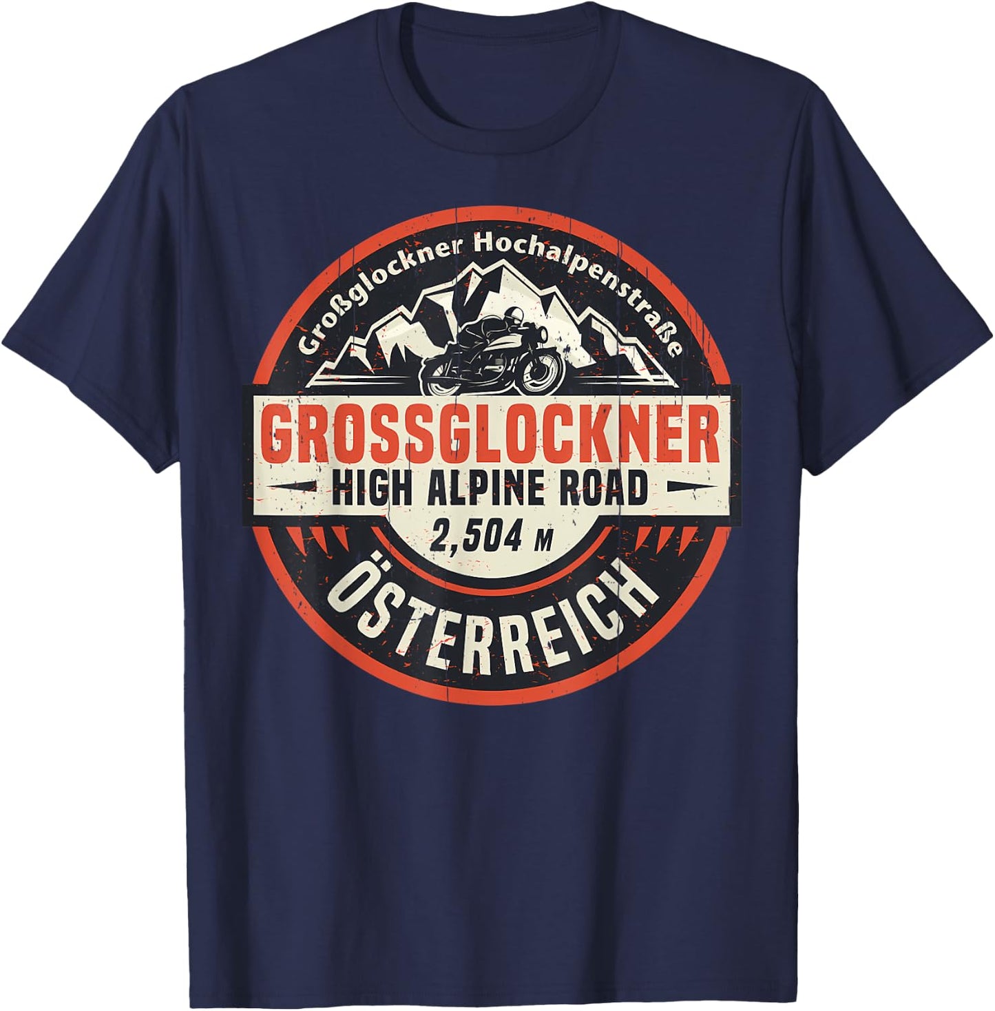 Vintage Grossglockner High Alpine Road In Spring Mountain T-Shirt - T-Shirt | Navy
