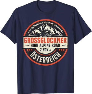 Vintage Grossglockner High Alpine Road In Spring Mountain T-Shirt - T-Shirt | Navy