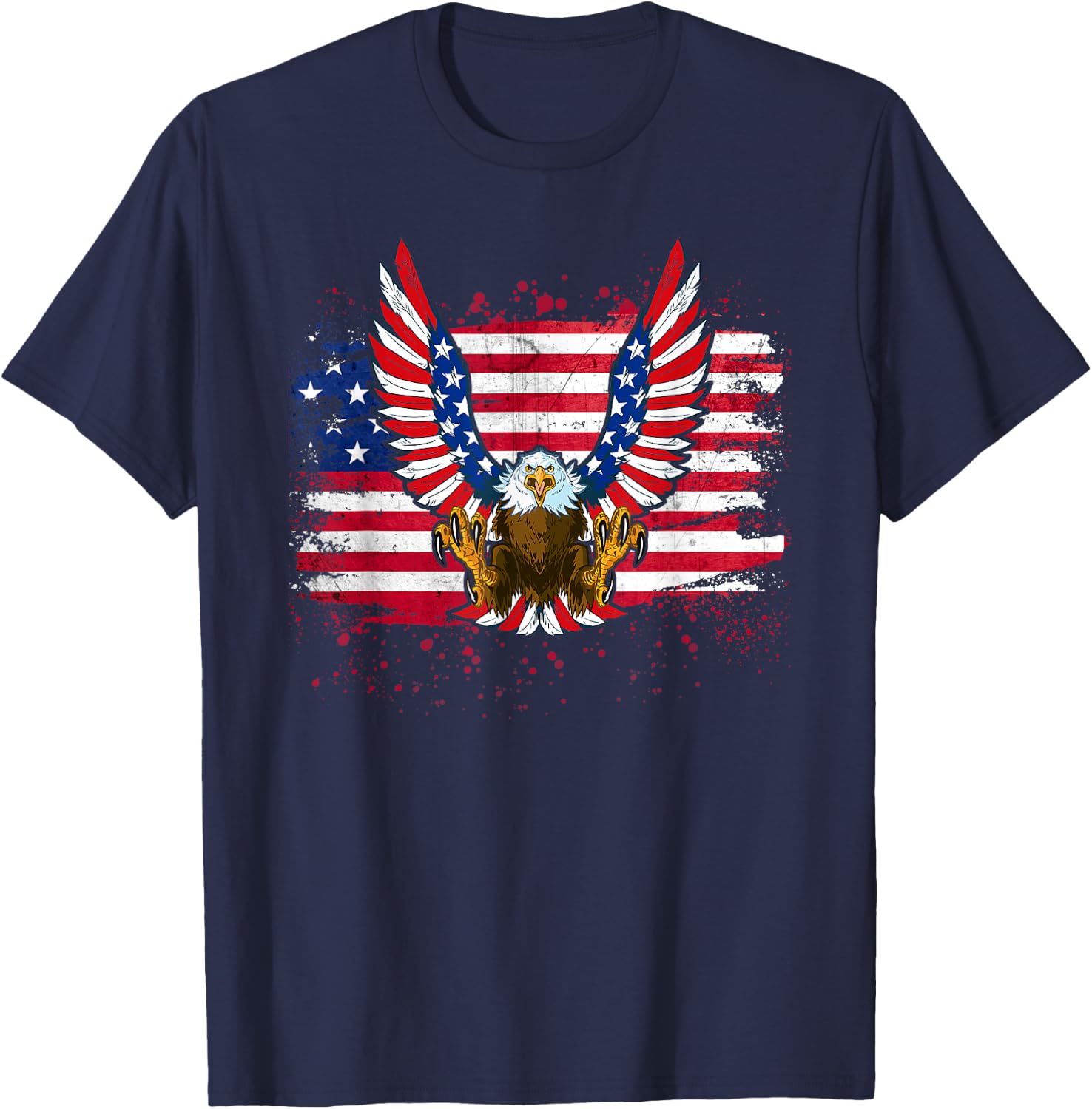 Patriotic Eagle 4th of July USA American Flag Men Women Kids T-Shirt - T-Shirt | Navy