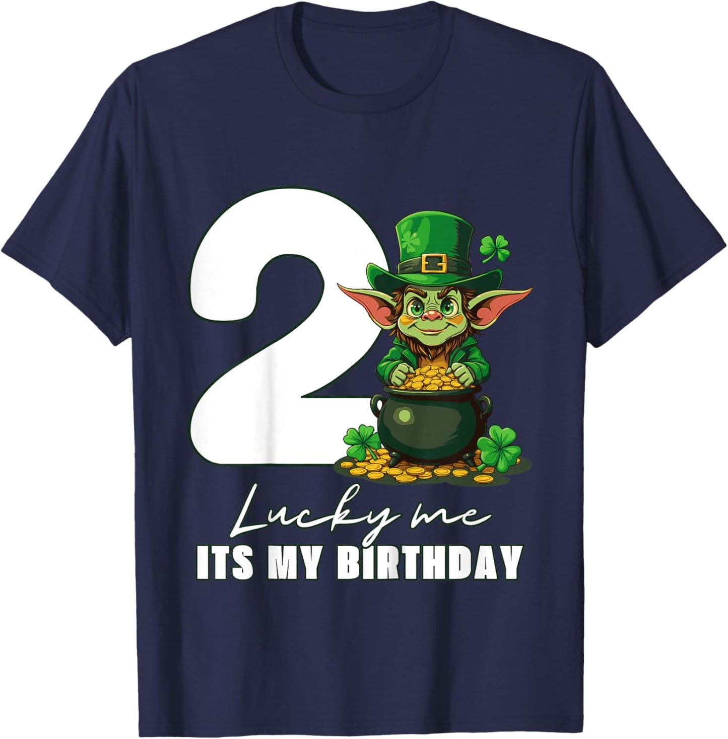 Kids 2nd Two St. Patrick's Day Birthday T-Shirt - T-Shirt | Navy
