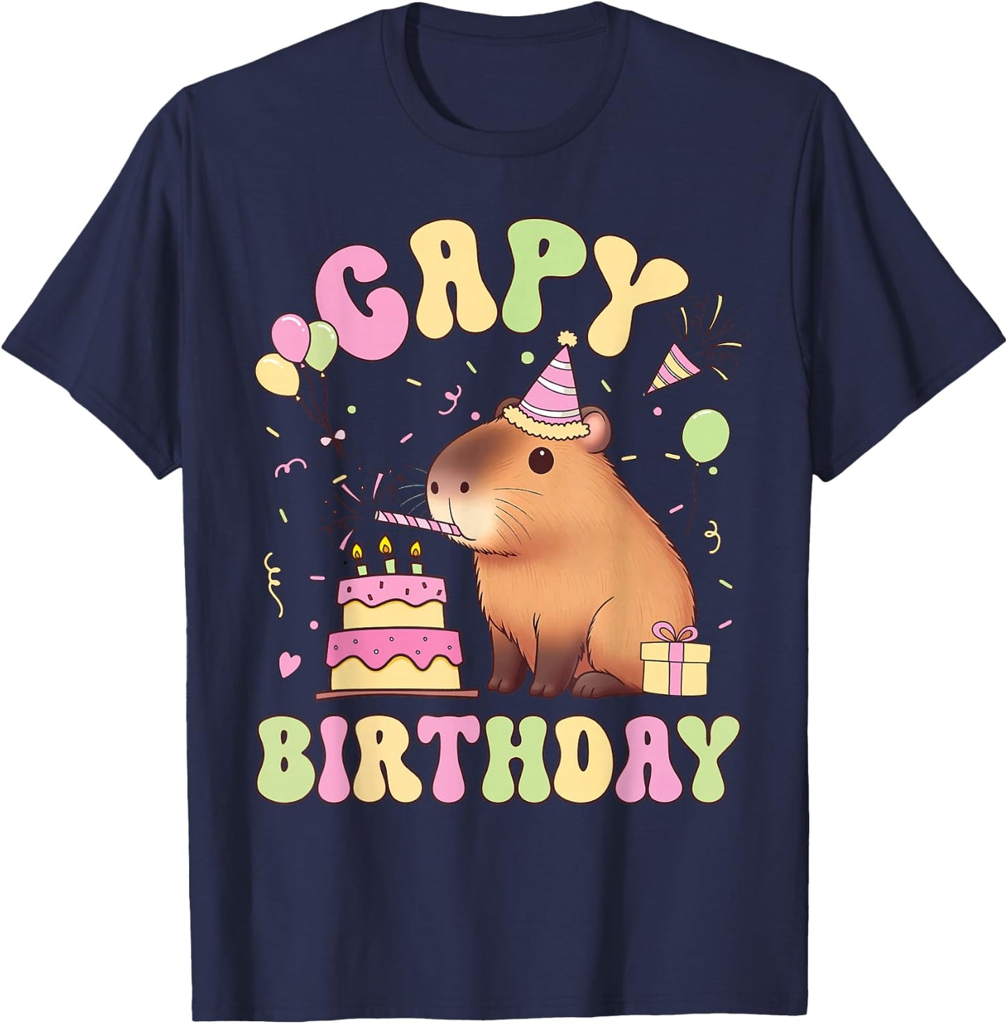 Funny Cute Capy Birthday Funny Capybara Animals Boys Girls T-Shirt - T-Shirt | Navy