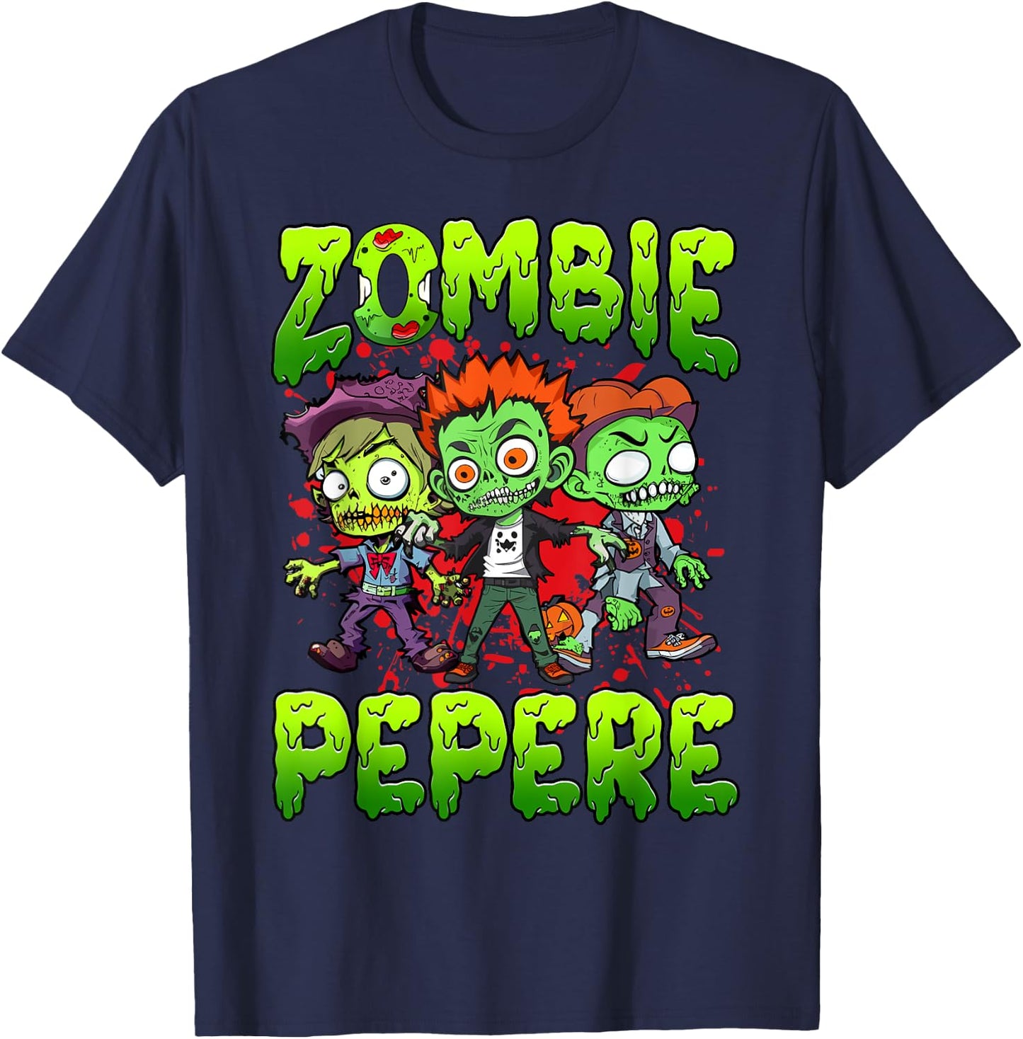 Zombie Pepere Halloween Costume Family Matching T-Shirt - T-Shirt | Navy